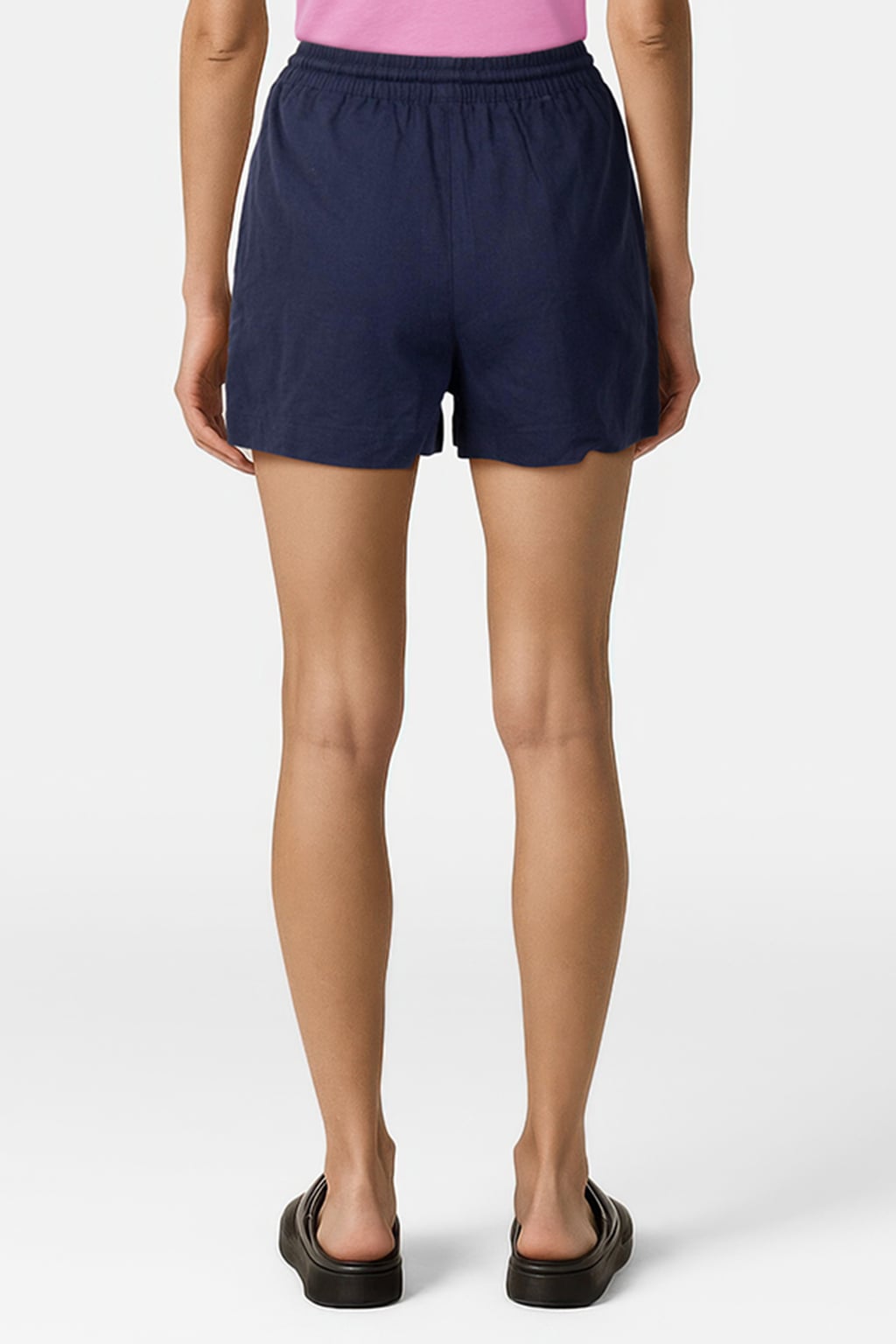 LINEN DRAWSTRING SHORTS — NAVY 2