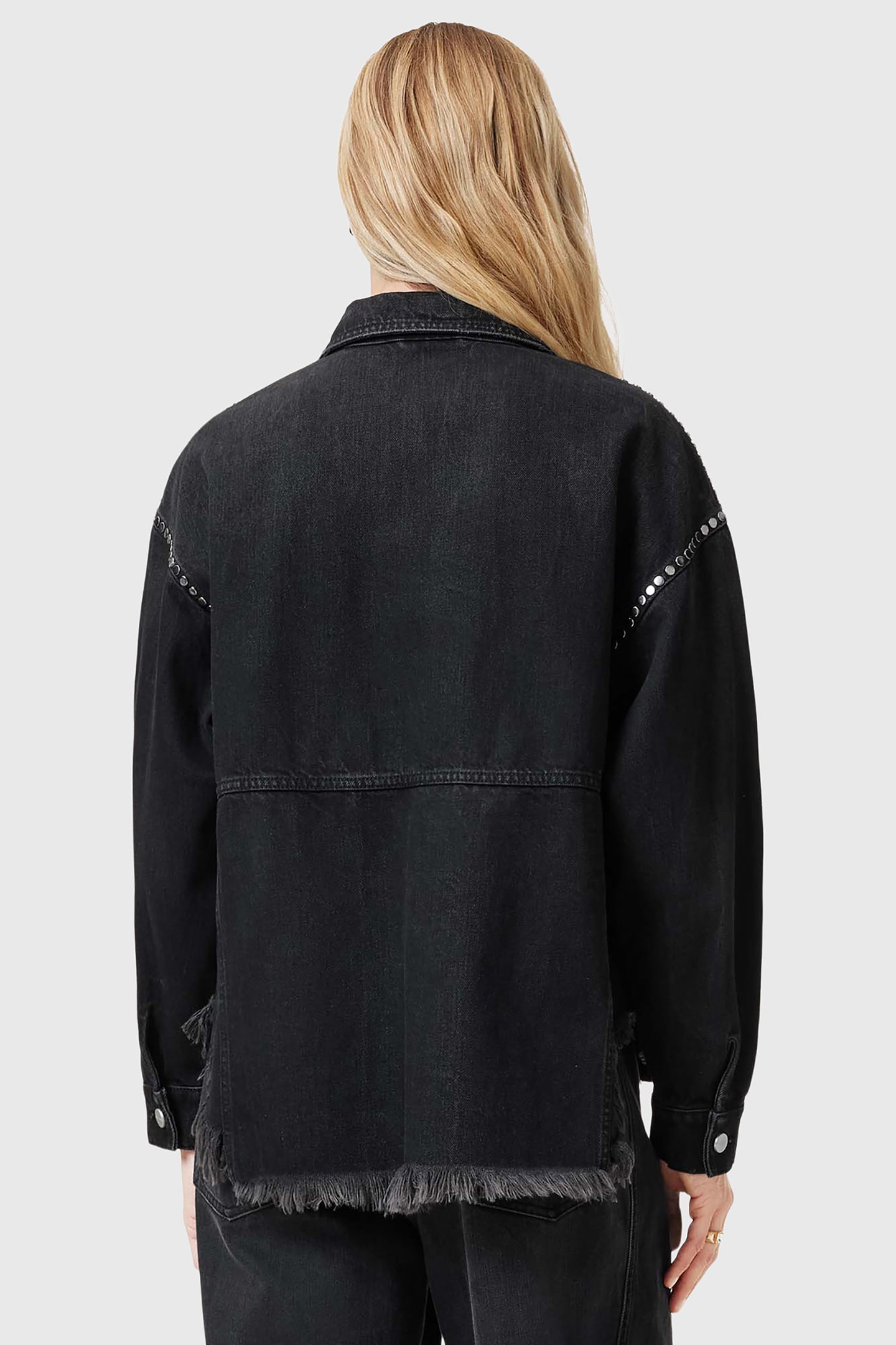 HETTIE STUD SHACKET WASHED BLACK 2