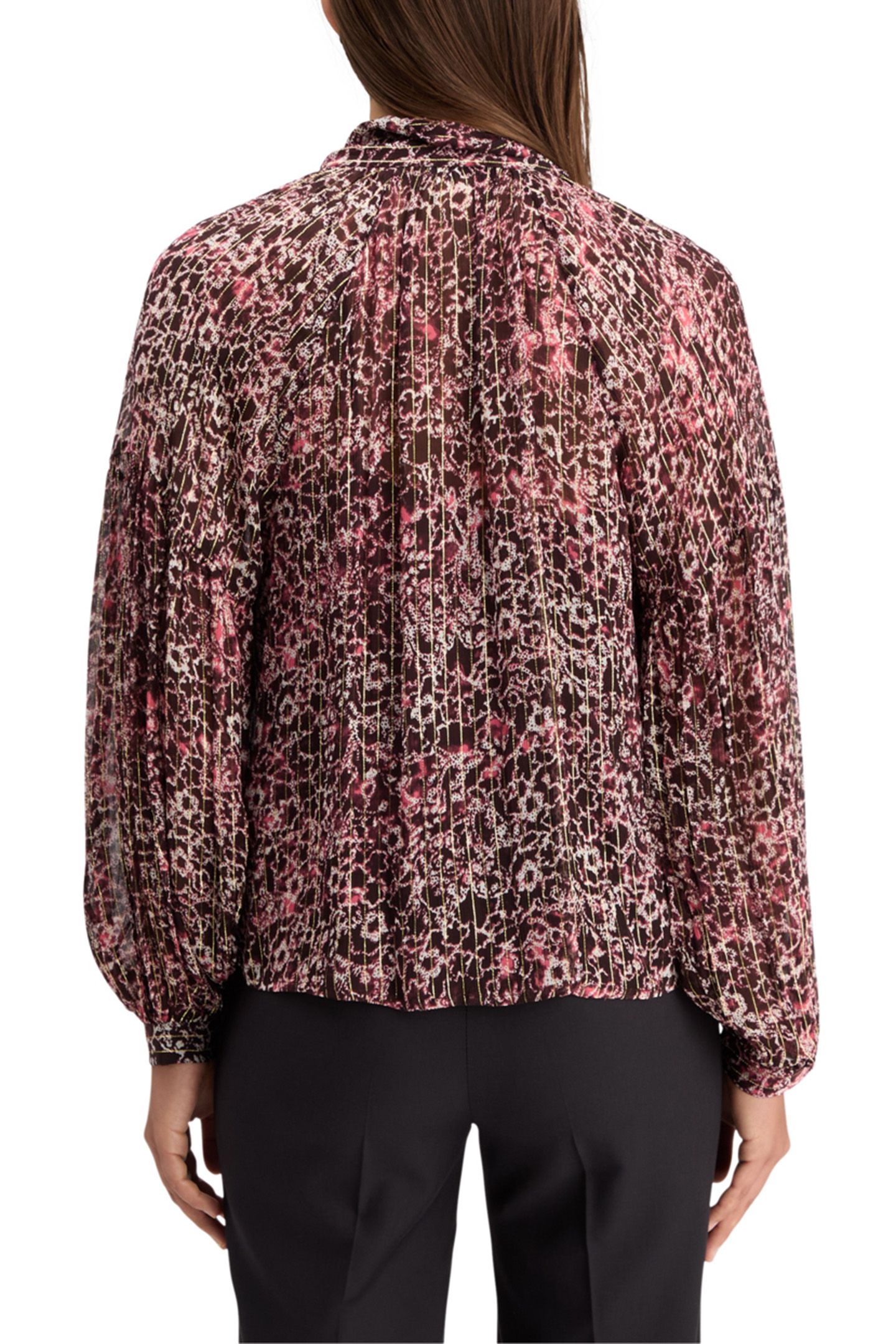 LUREX TOP WITH BOW NECK SHIBORI FLORAL PINK 2