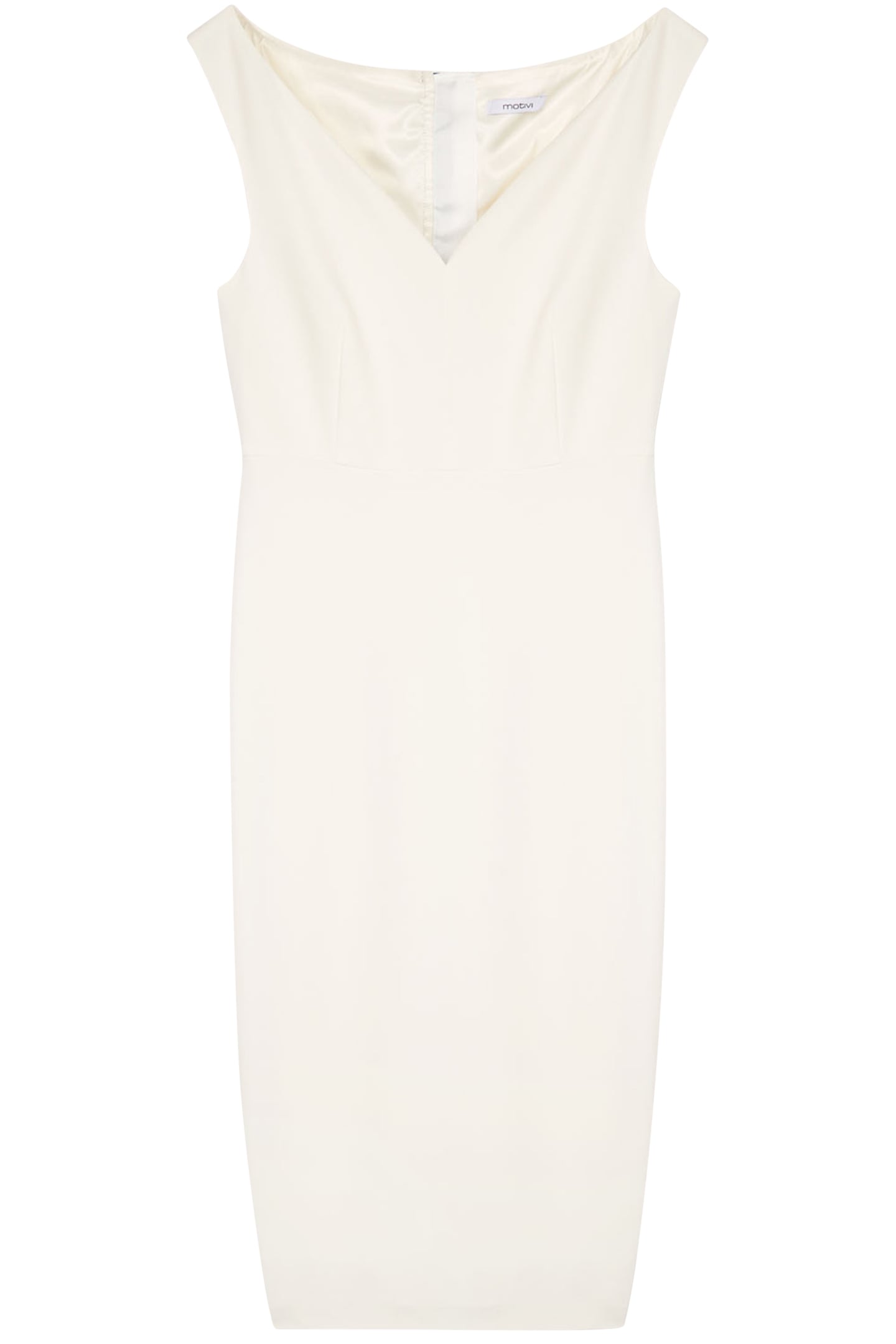 ELEGANT SHEATH DRESS WITH CONTRASTING ZIP WHITE 3