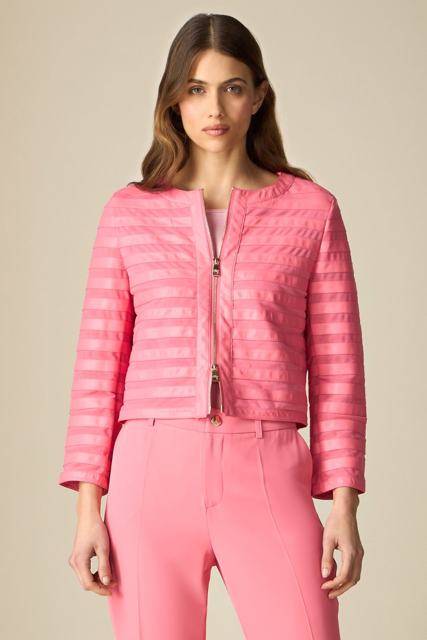 STRIPED BOLERO JACKET LIGHT PINK 1