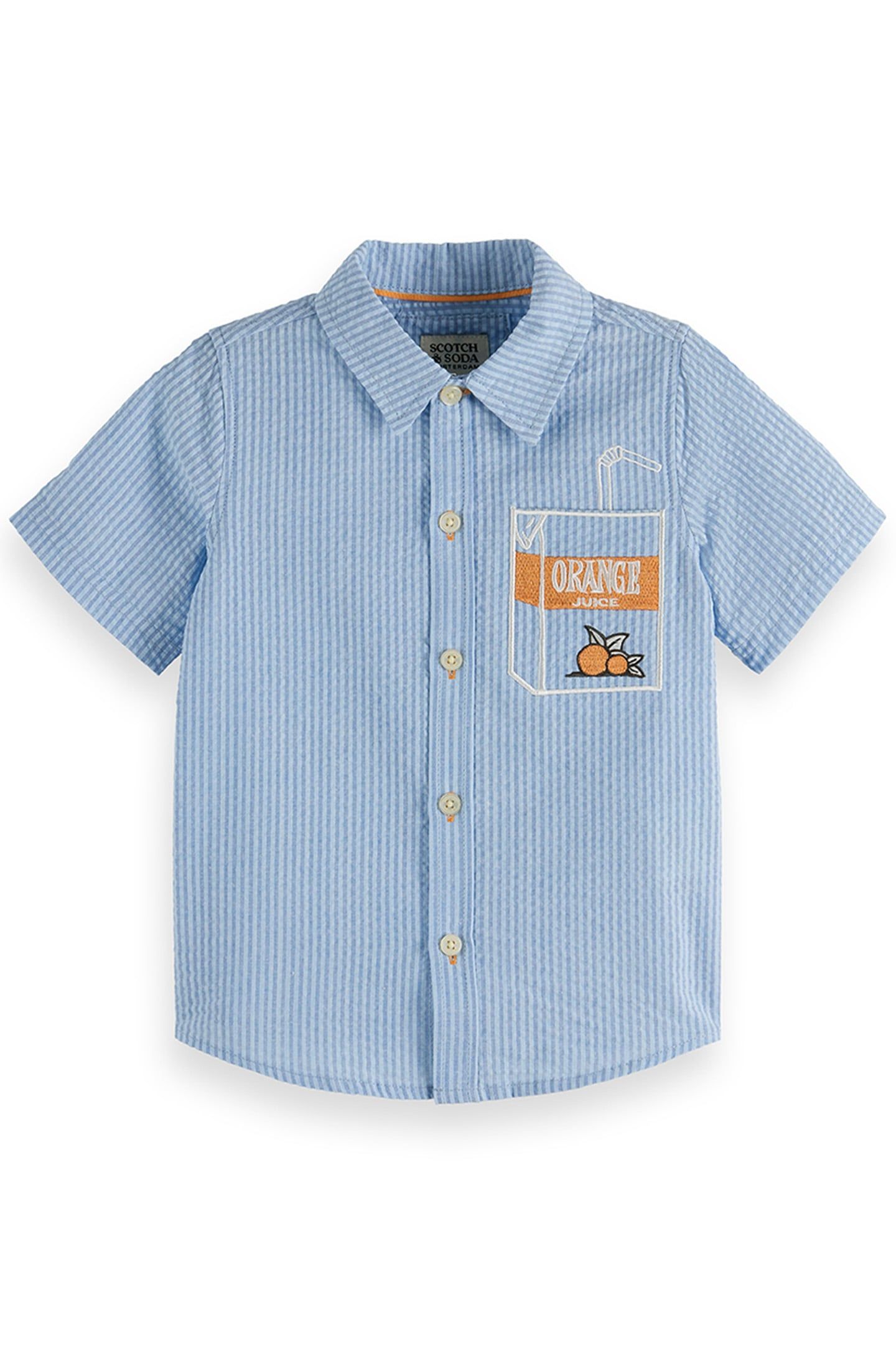 2PC BOYS SS YARN DYE SEERSUCKER SHIRT & SHORT SET BLUE/GREY 1