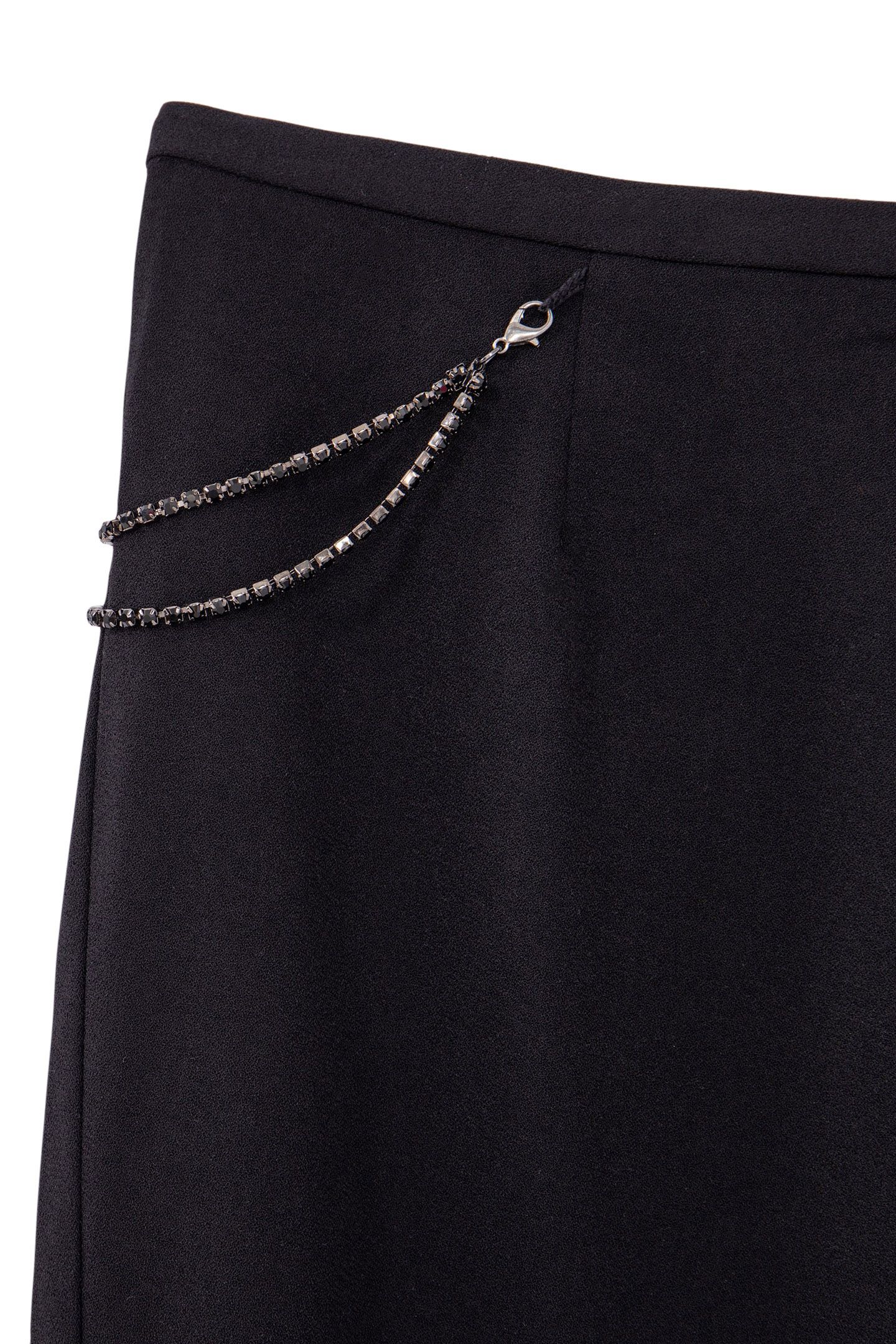 BLACK PENCIL SKIRT REMOVABLE RHINESTONE JEWELS 7