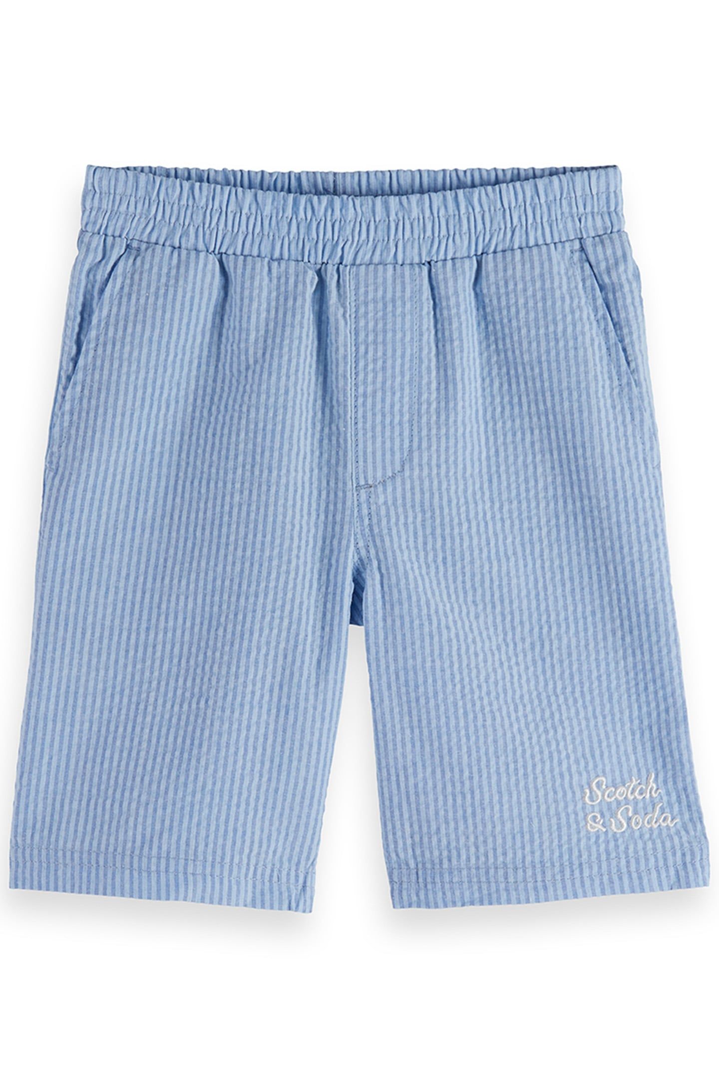 2PC BIG BOYS SS YARN DYE SEERSUCKER SHIRT & SHORT SET BLUE/G 3