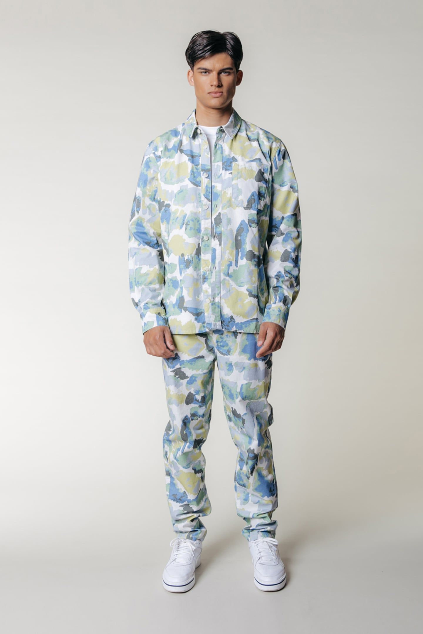 PARKER ABSTRACT LEAVE SHIRT LIME 1
