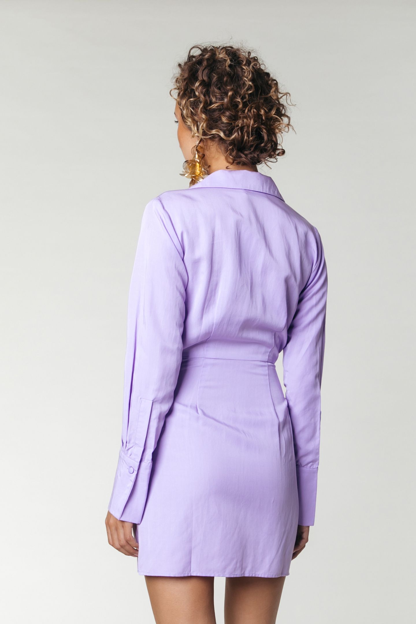 RUNA UNI FAKE WRAP DRESS LS PASTEL LILAC 2