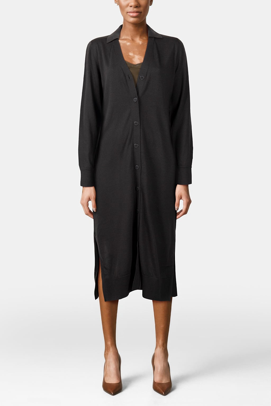 ADINA DRESS DARK KHAKI GREEN 1