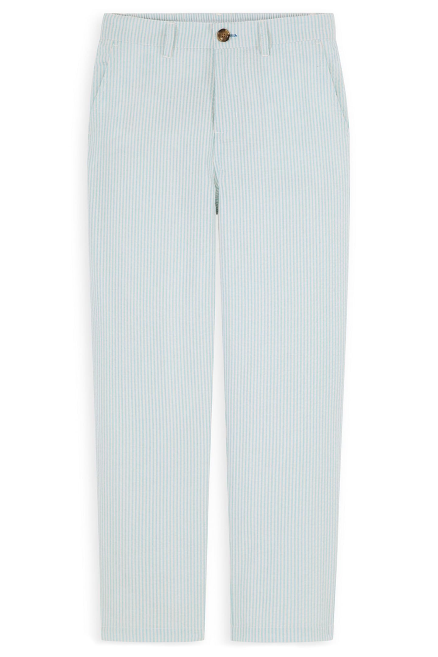 2PC BOYS YD SEERSUCKER JACKET & PANT SUIT SET BLEACHED AQUA 4