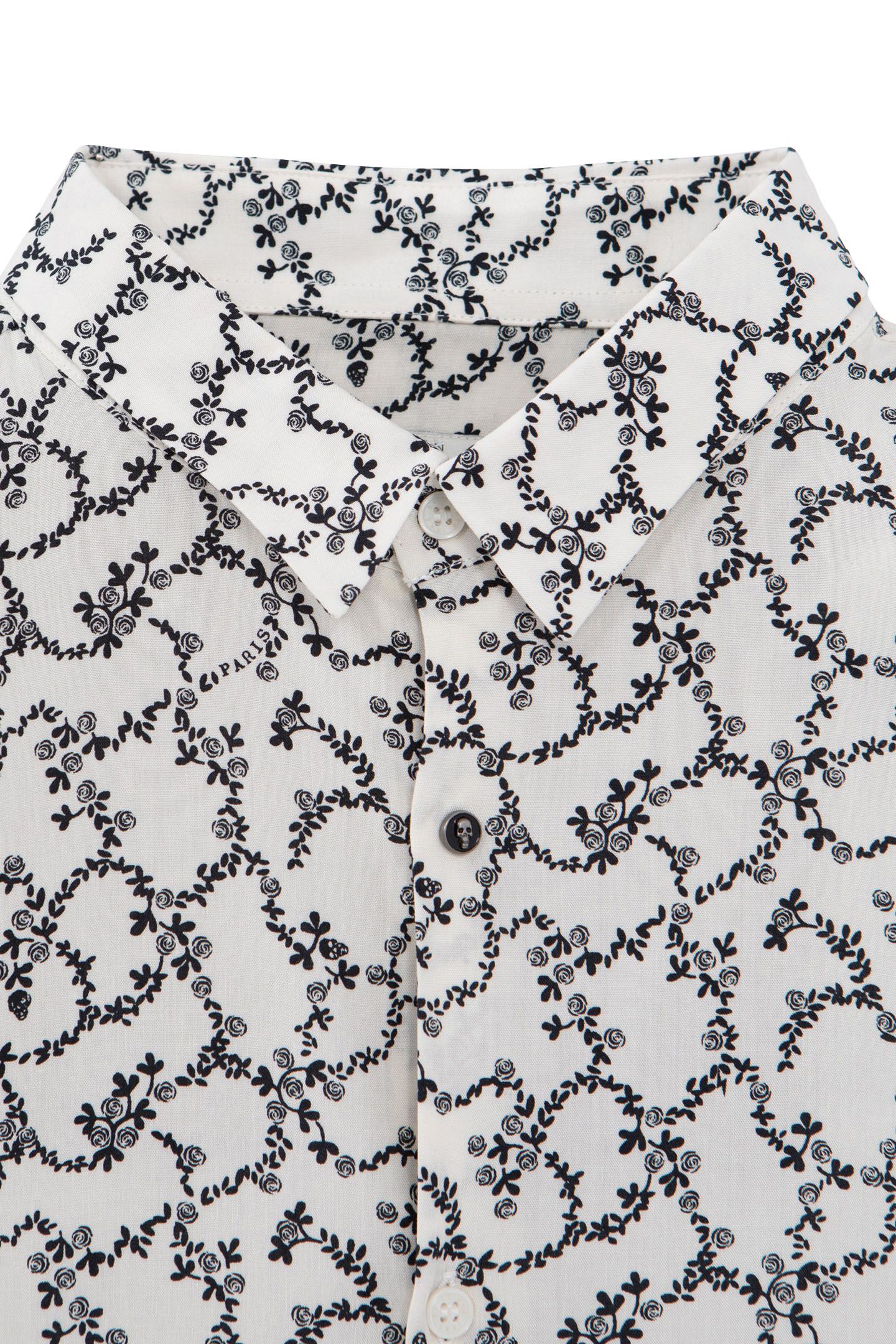 SLIM CHALK SHIRT WITH SKULL AND FLOWERS PRINT 6