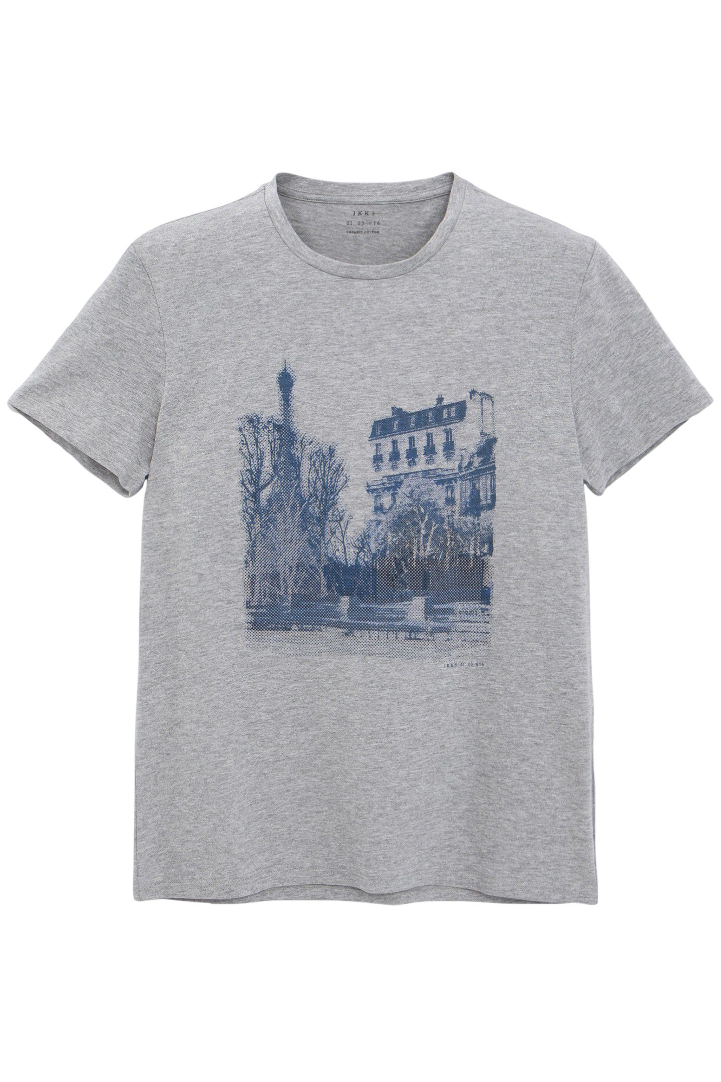 ORGANIC COTTON GREY T-SHIRT PARIS HOMME 3