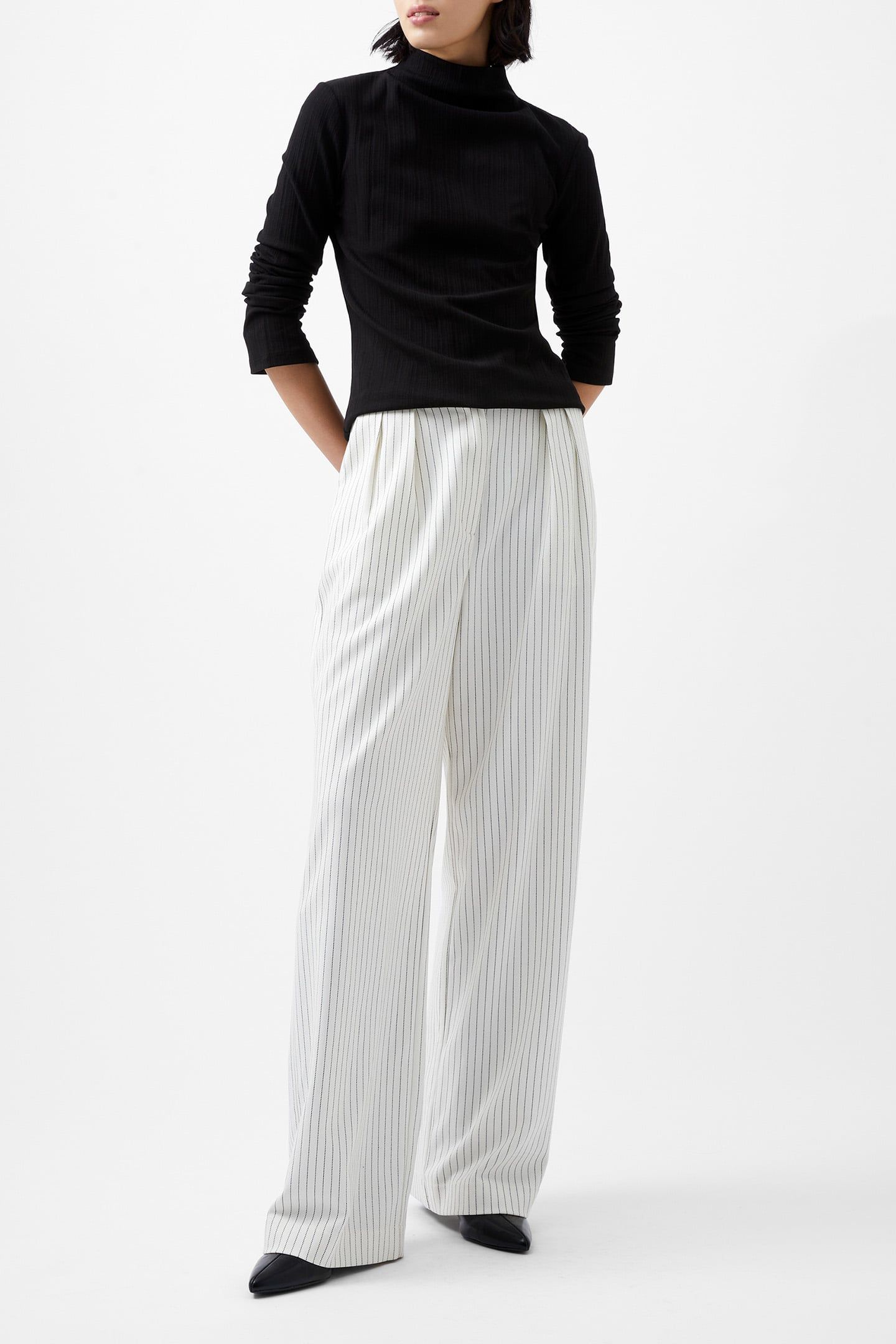 PINSTRIPE TROUSER WHITE/BLACK 1