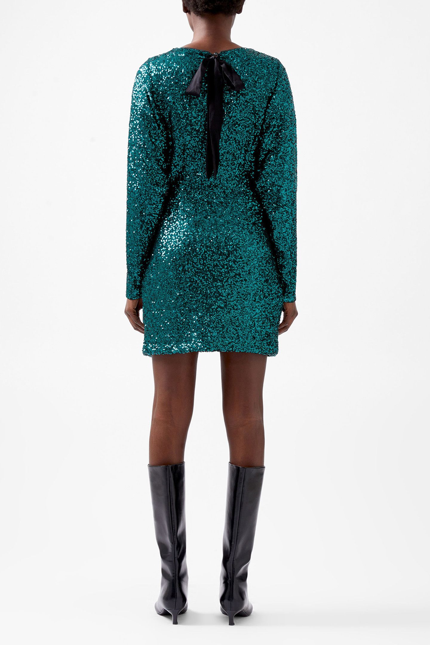 ELENA SEQUIN BOW BACK DRESS FOREST 3