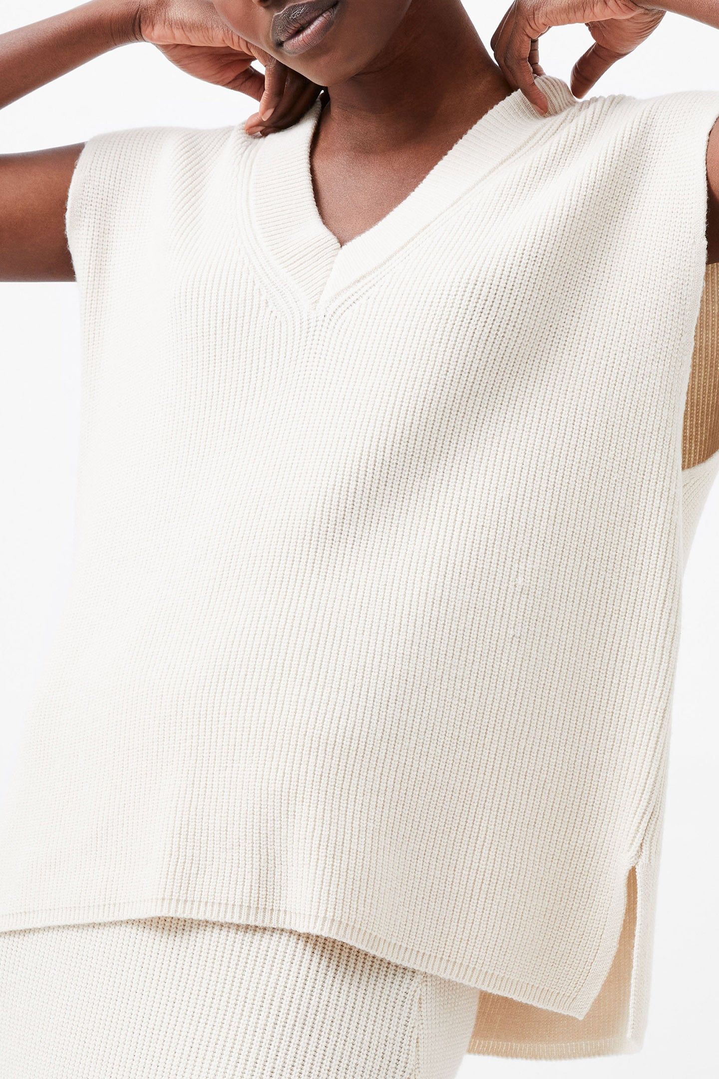 NARIKO RIB VEST OATMEAL MEL 3