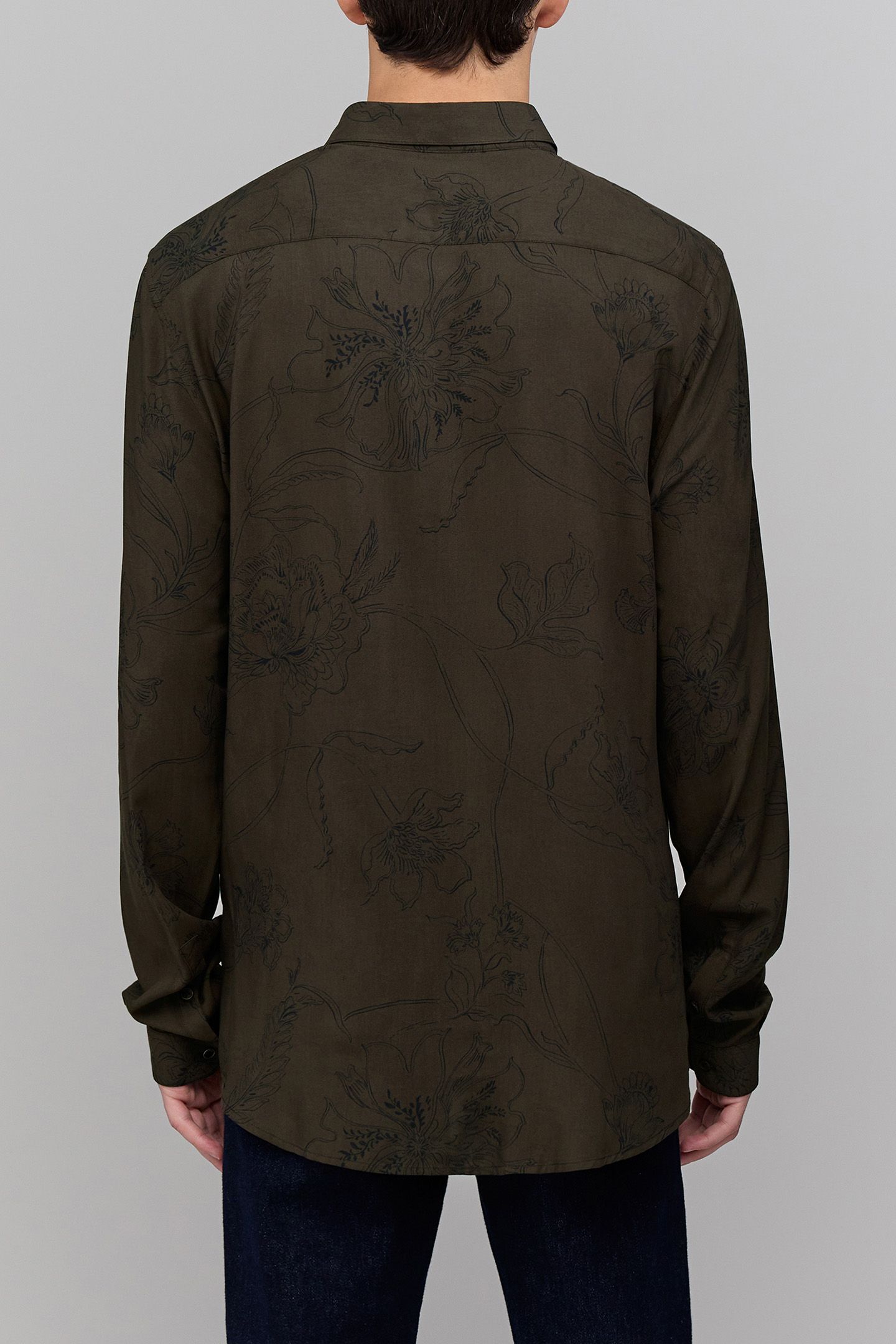 KHAKI MAXI FLOWER PRINT SLIM SHIRT 2
