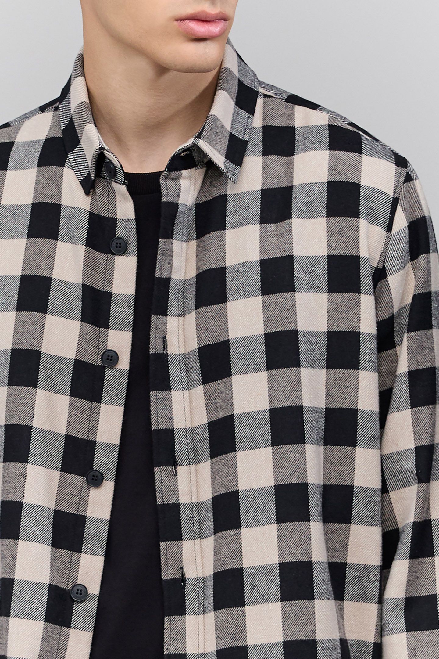 BLACK SHIRT LENZING™ ECOVERO™ CHECK HOMME 5