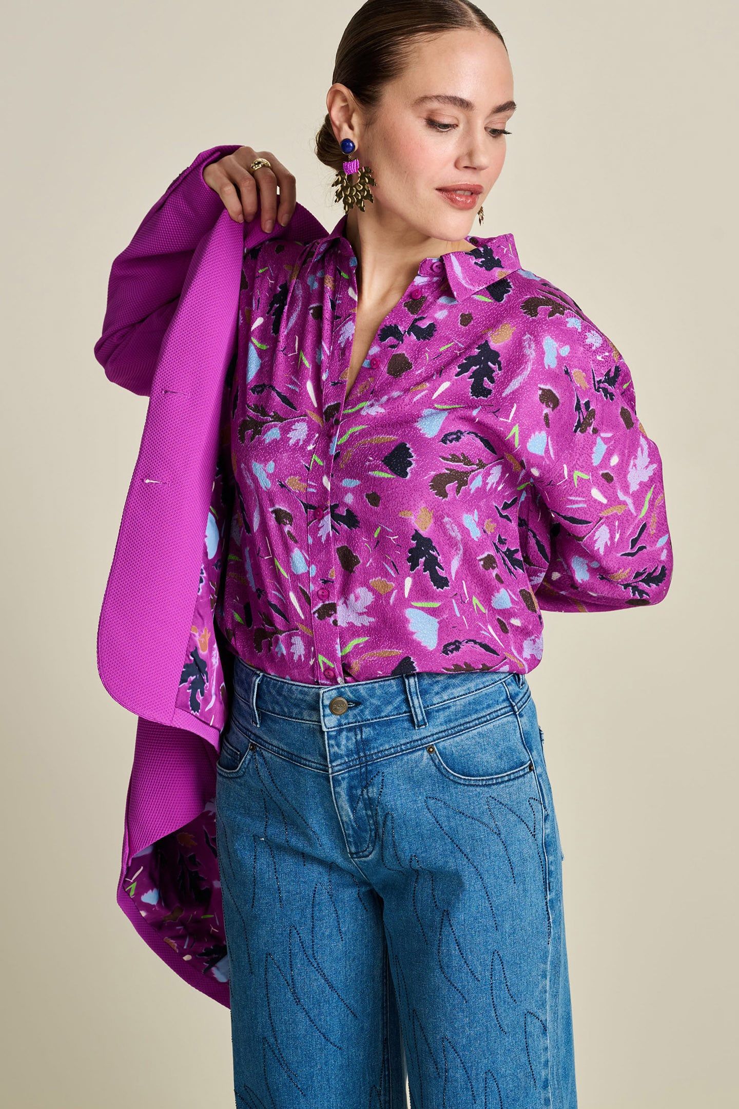 BLOUSE - MILLY FEATHERFEST CACTUS PINK 5