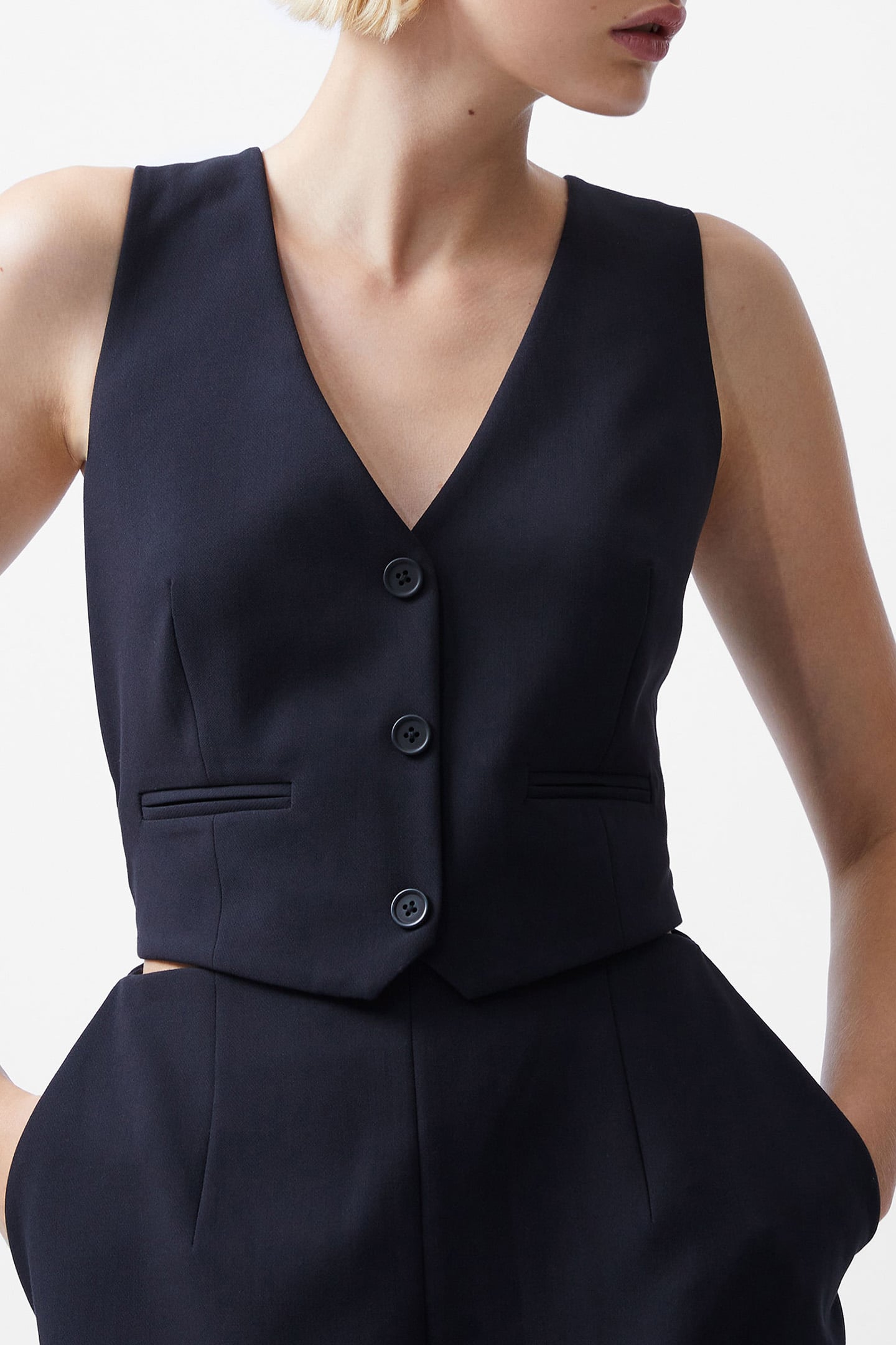 GEMMA TWILL WAISTCOAT DRESS BLACKOUT 4