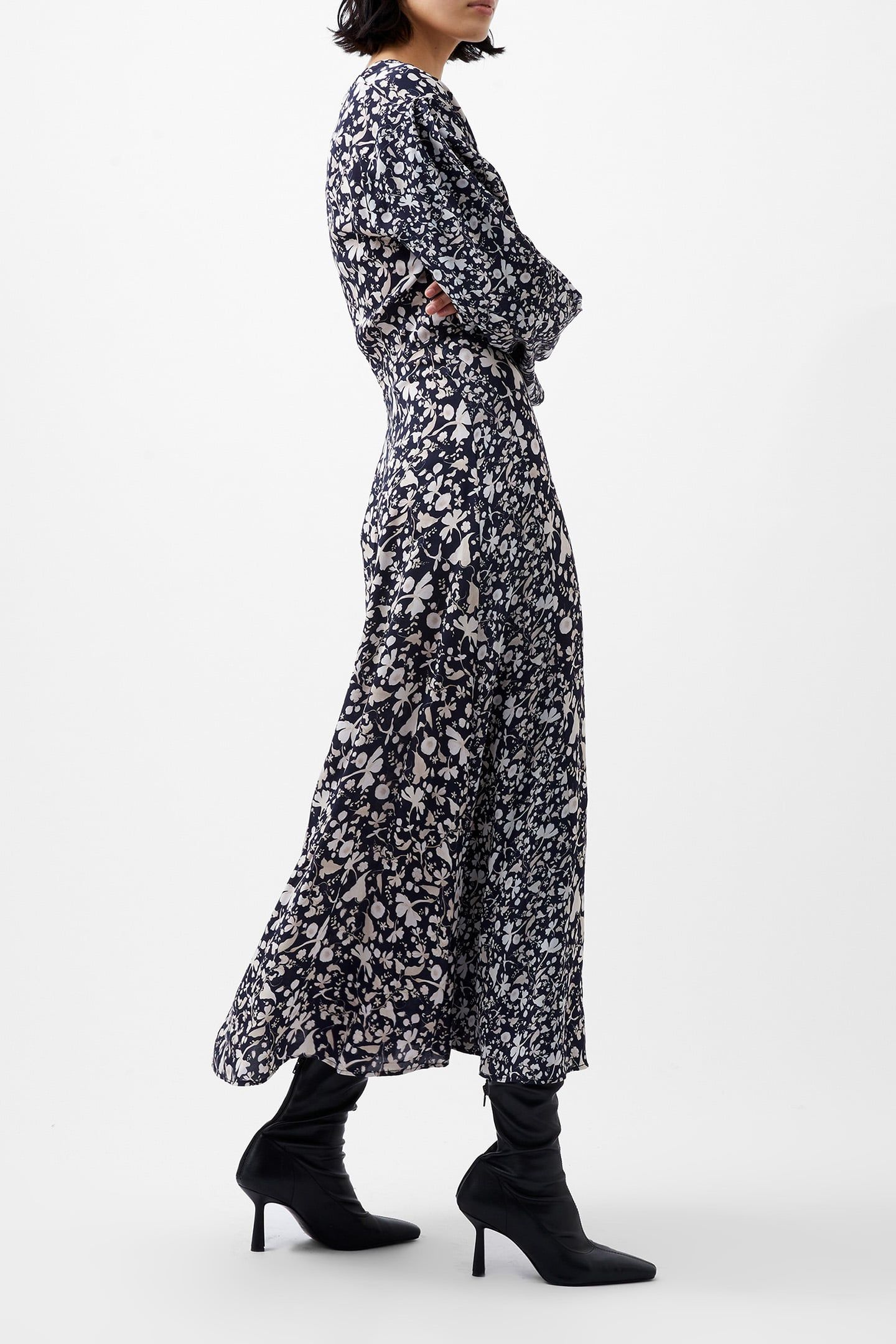 JEANNIE CHIARA DRAPE MIDI DRES UTILITY BU MULTI 2