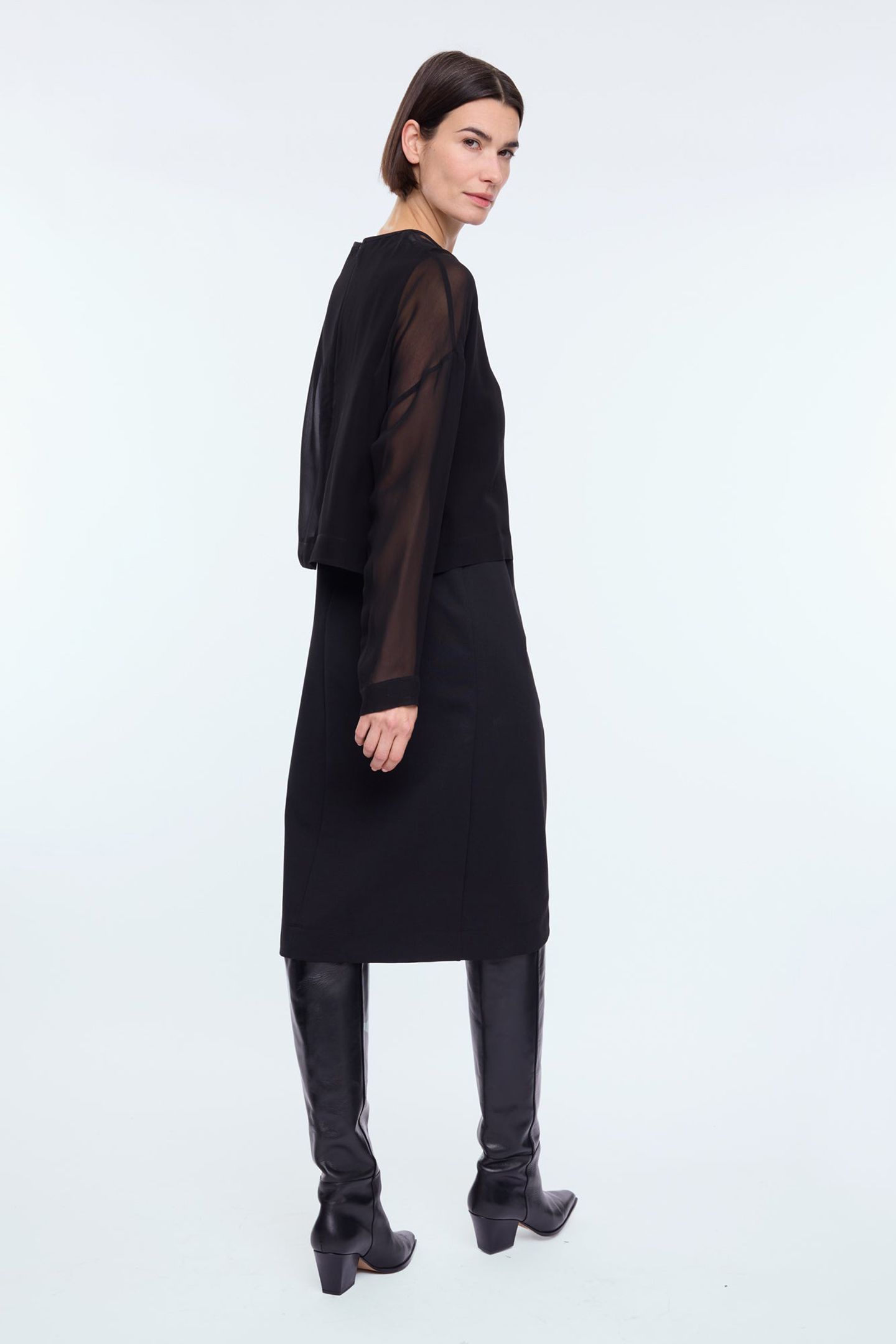 SHEER LAYERED DRESS BLACK 2