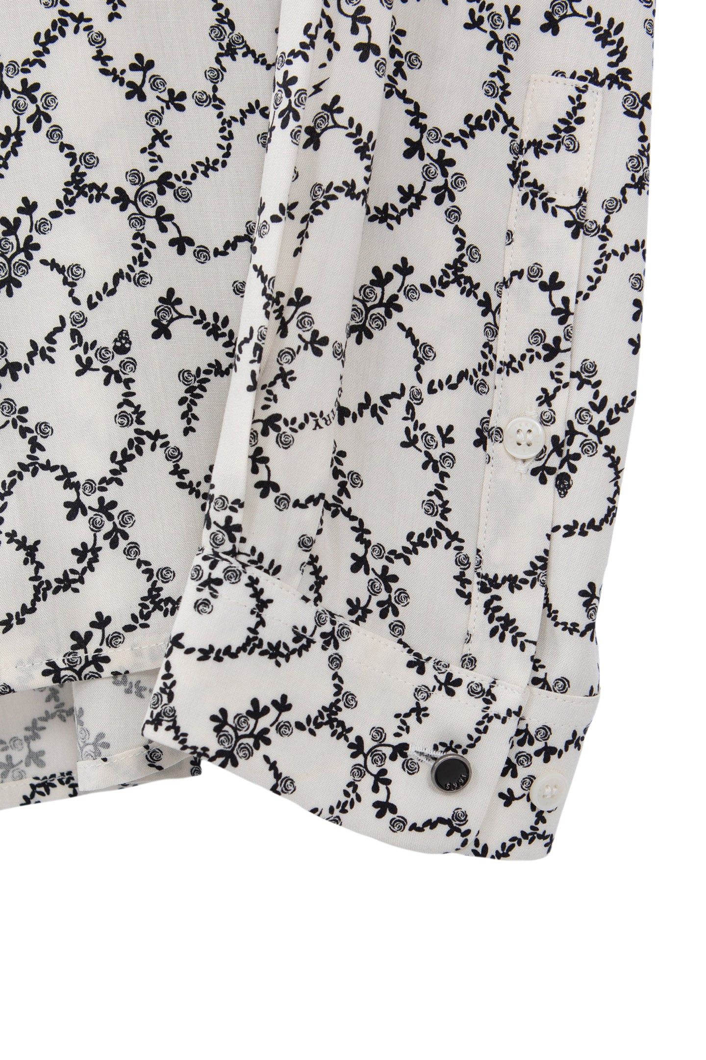 SLIM CHALK SHIRT WITH SKULL AND FLOWERS PRINT 7