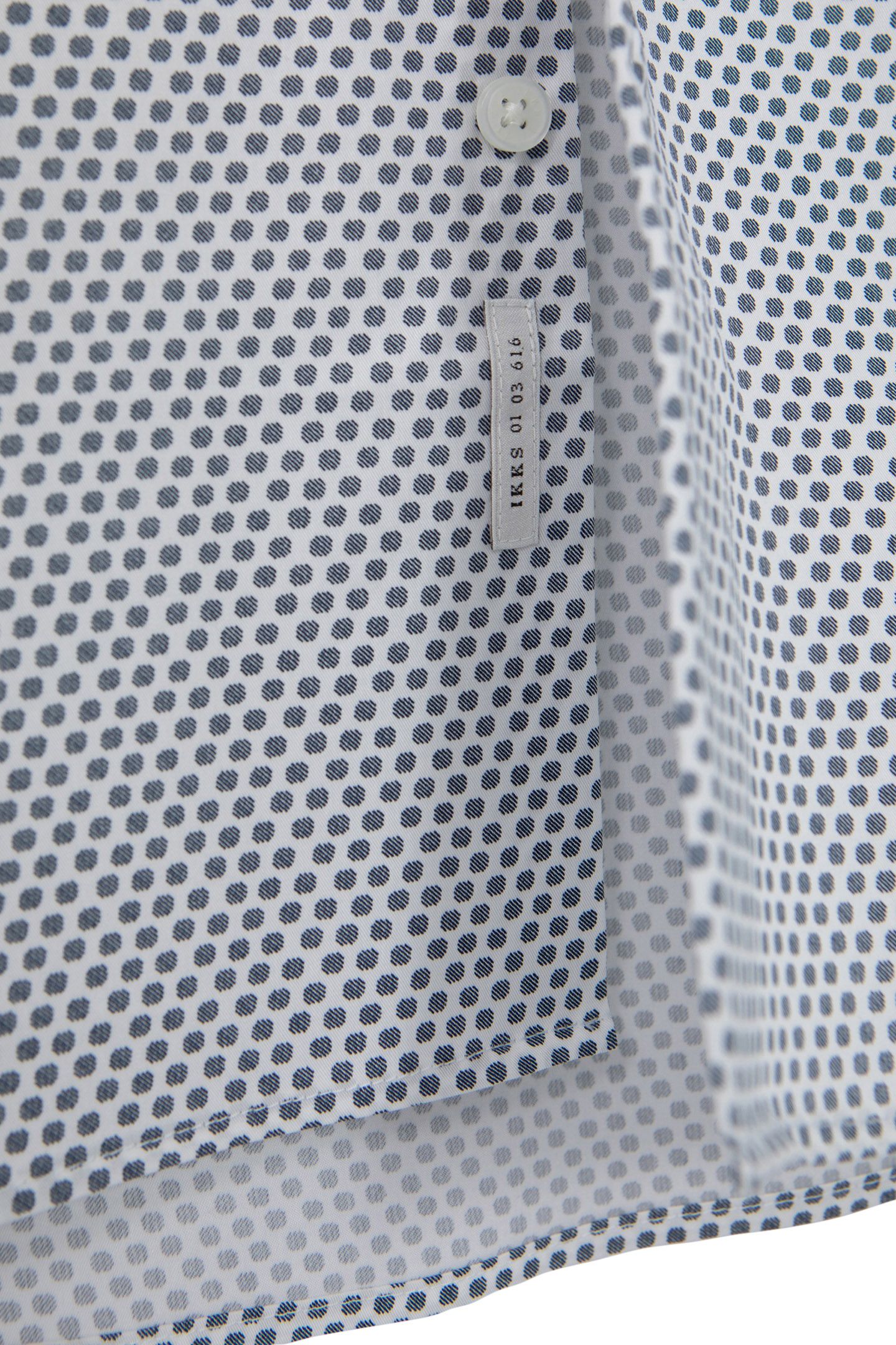 OFF-WHITE SLIM SHIRT WITH NAVY POLKA DOT PRINT 7