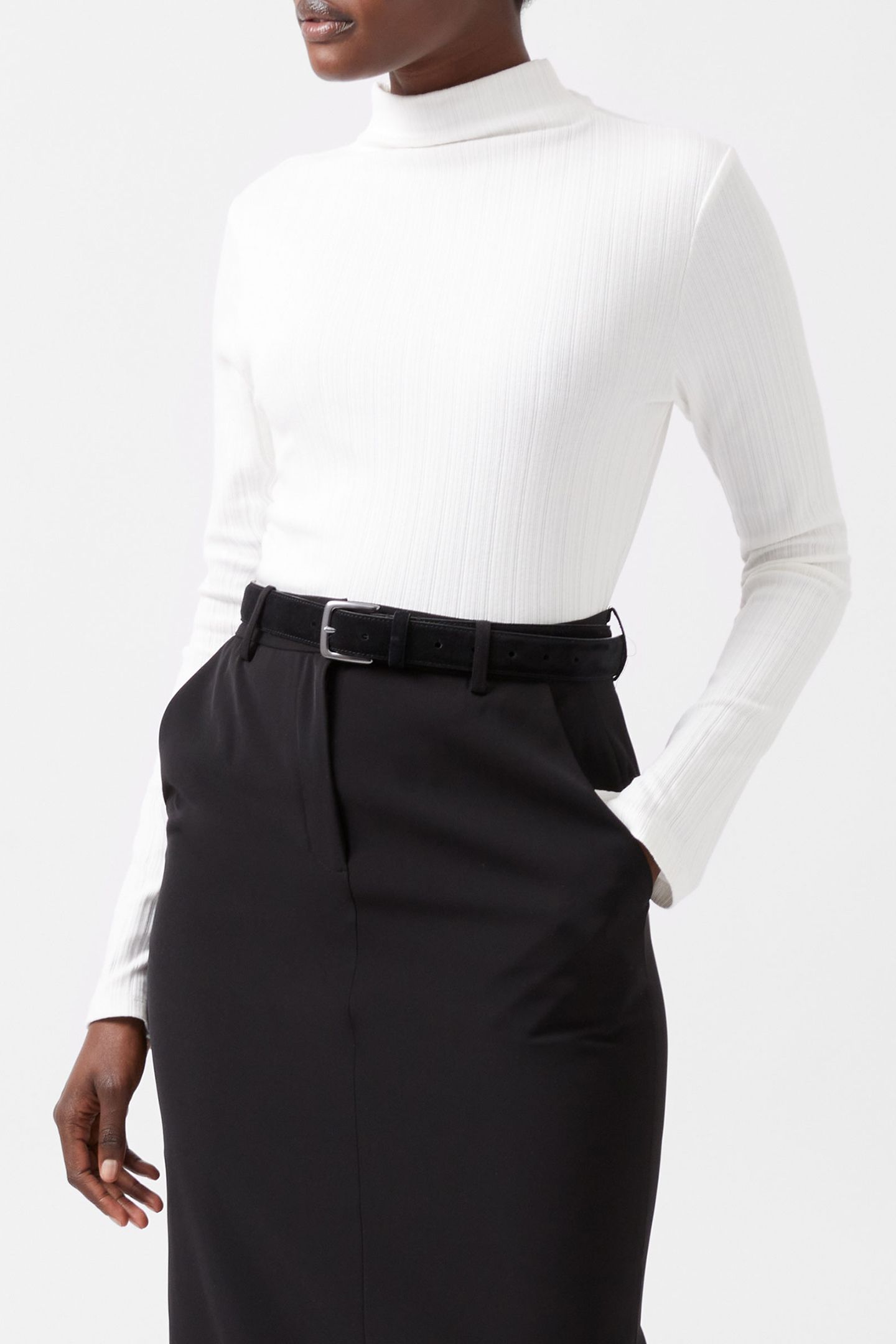 SASIA RIB LONG SLEEVE TOP WINTER WHITE 1