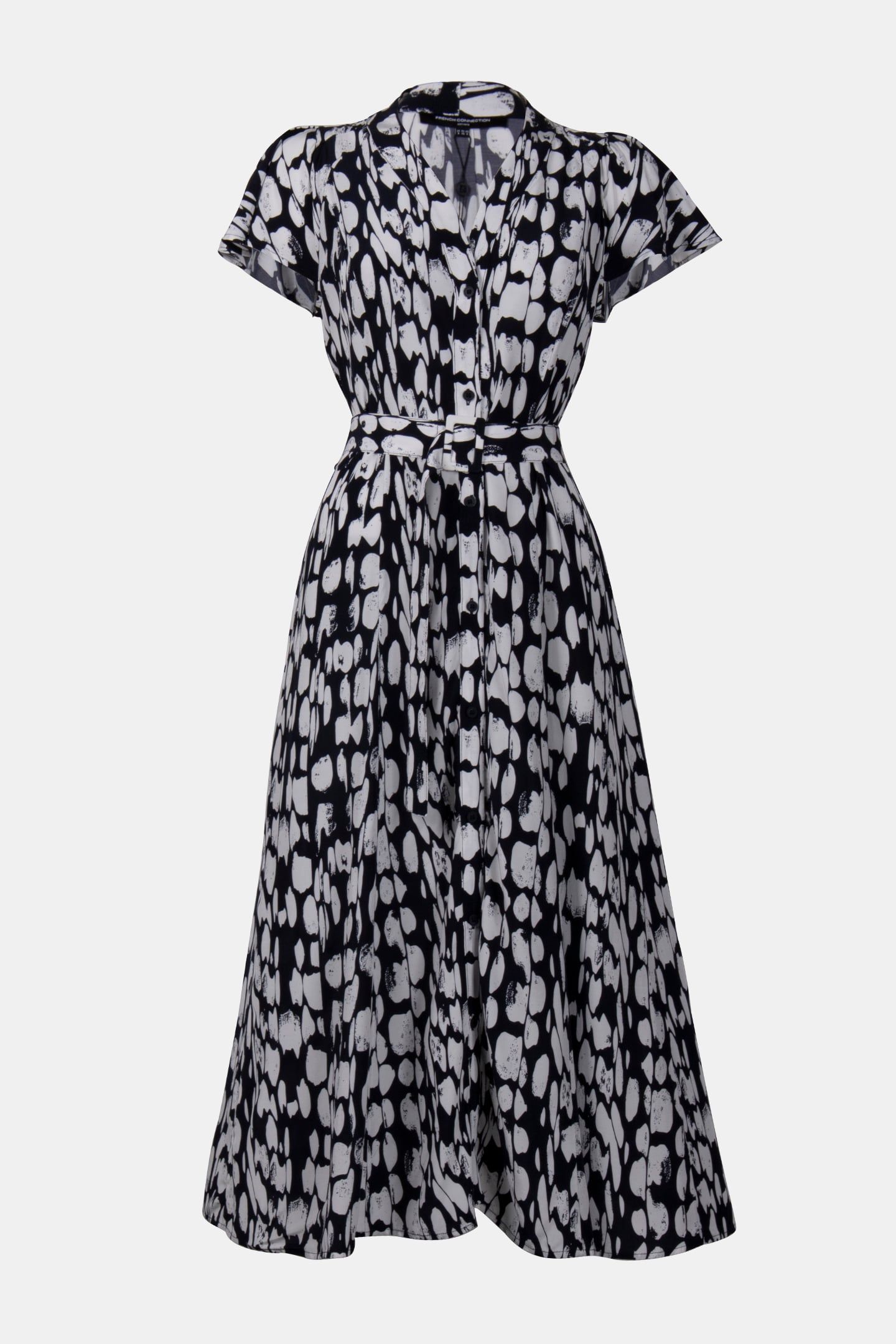 ISLANNA CREPE SS MIDI DRESS MARINE/WHITE 4