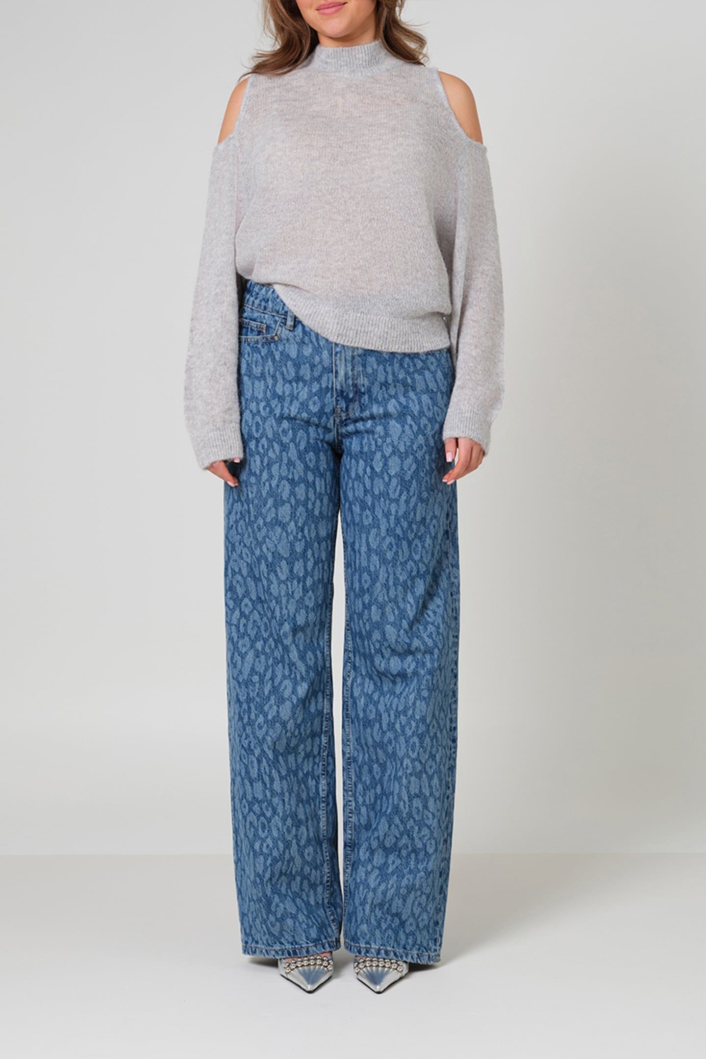 NUIT LEOPARD WIDE LEG JEANS WASHED BLUE 1
