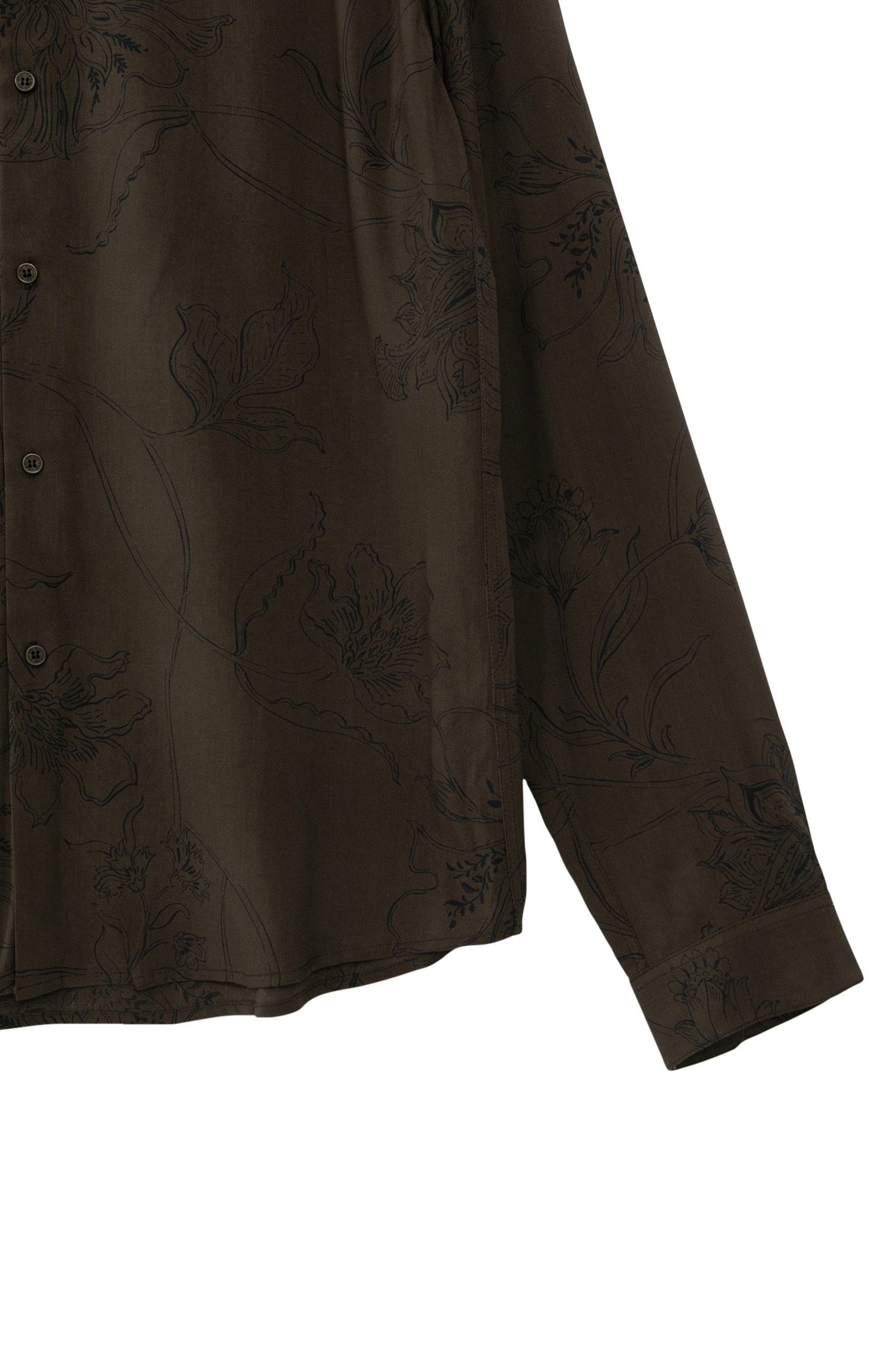 KHAKI MAXI FLOWER PRINT SLIM SHIRT 7