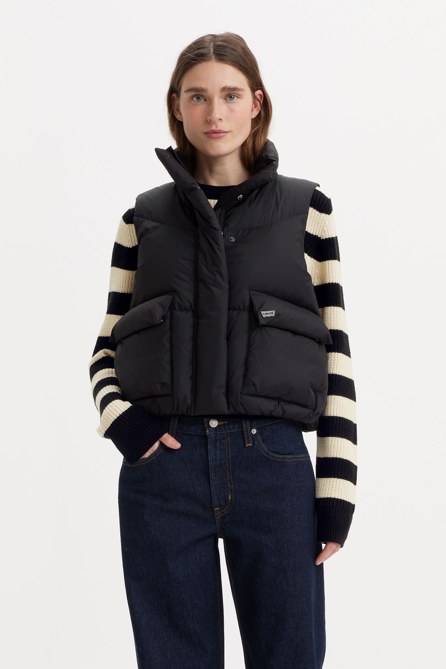 WESTERN BUBBLE PUFFER VEST IN CAVIAR 1