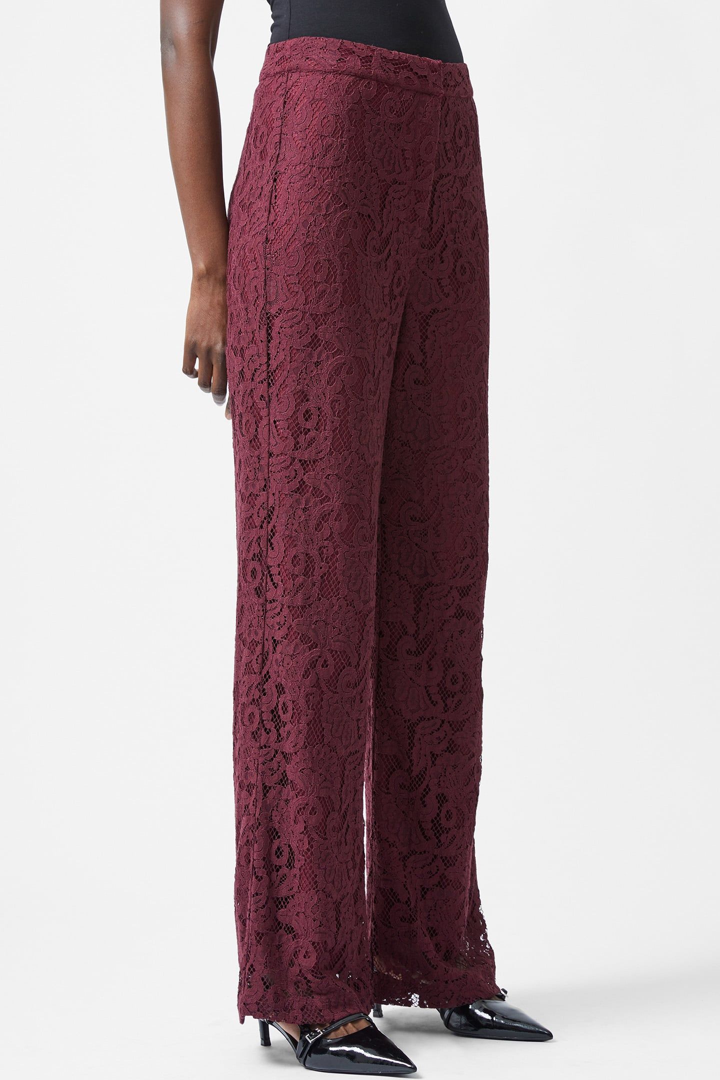 ASURA LACE FLARED TROUSER BURGUNDY RED 4