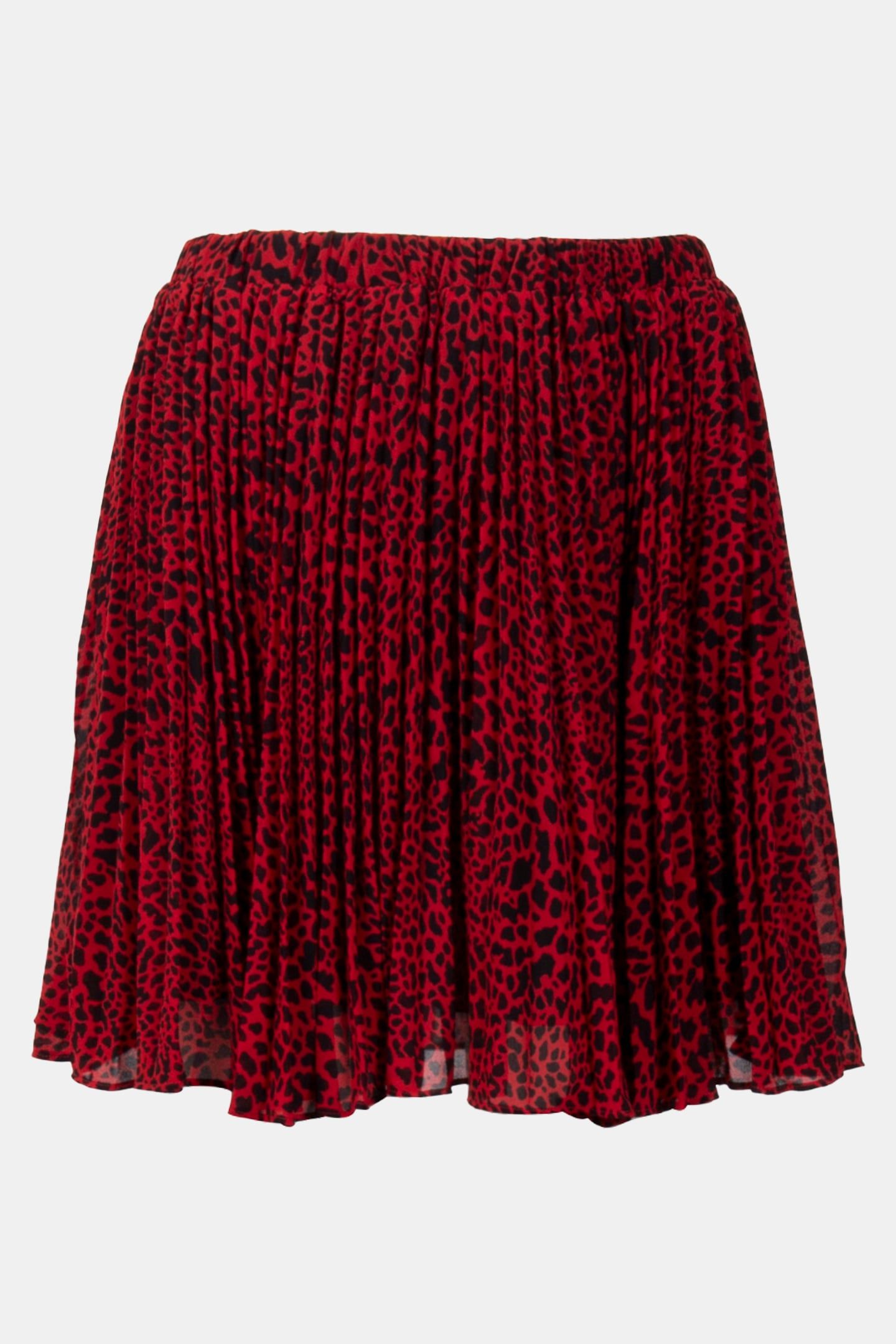 SAT PLEATED SKIRT IN RED ANIMAL PRINT 4