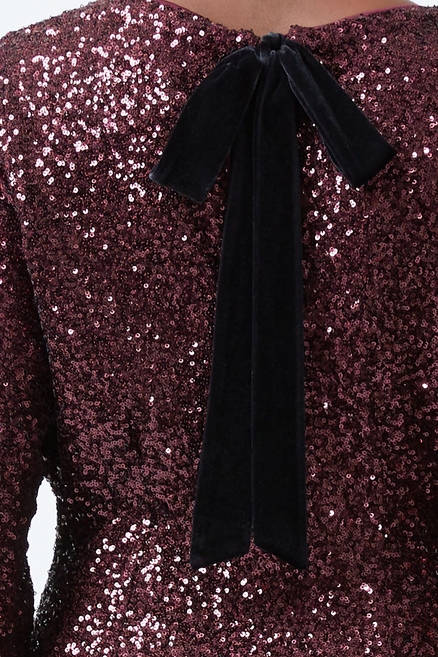 ELENA SEQUIN BOW BACK DRESS BURGUNDY RED 4