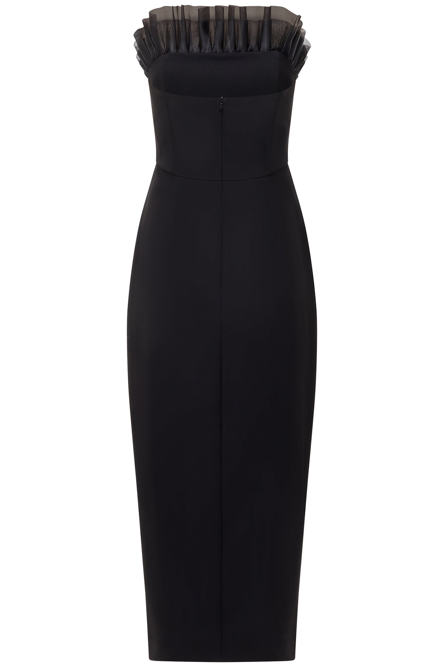 BANDEAU ORGANZA MIX FRILL MIDI DRESS BLACK 3