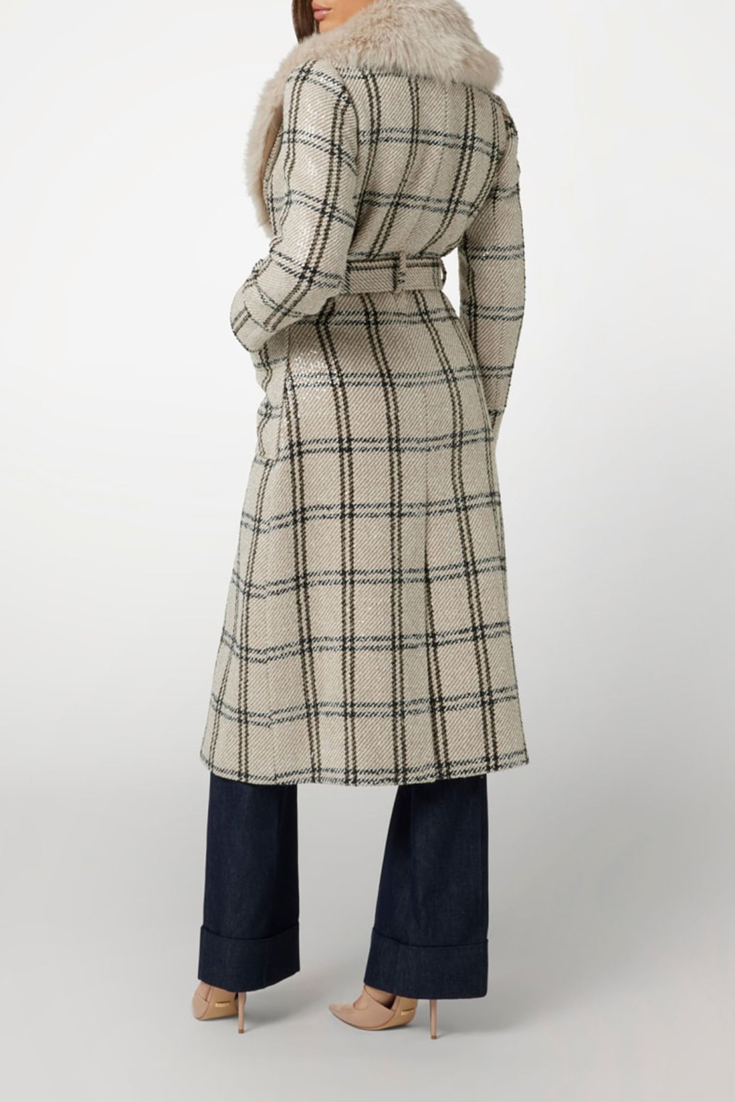 MARCIANO BY GUESS CHARLIZE PLAID COAT WHITE DENEUVE MULTI 3