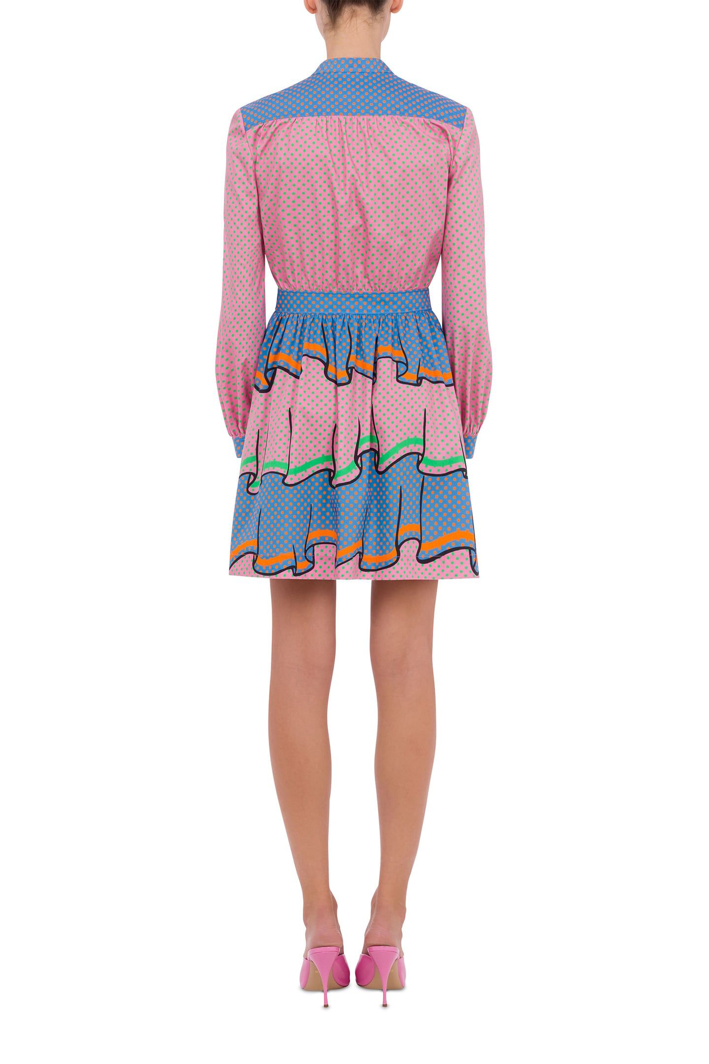 POLKA DOT DRESS IN TROMPE-L'ŒIL POPLIN PINK 2