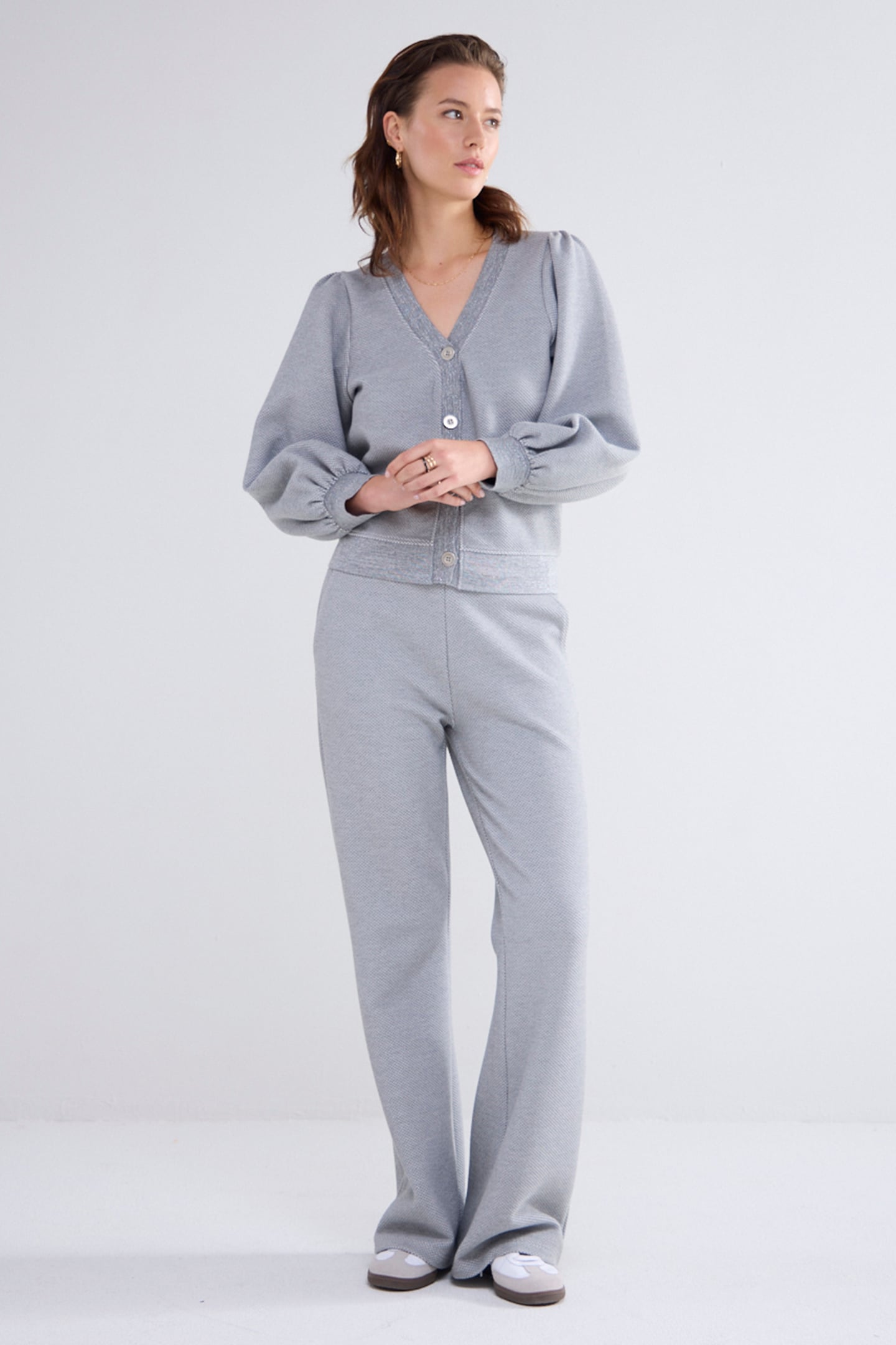 7/8 SLEEVE CARDIGAN NEW WAFFLE GREYS 1