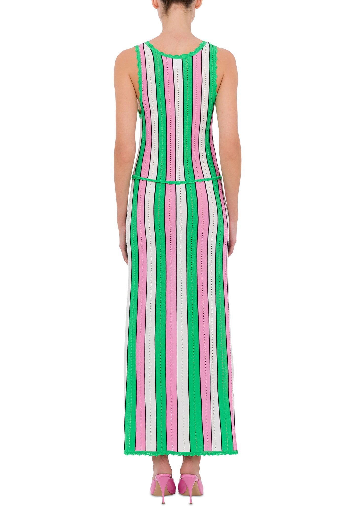 STRIPED STRETCH KNIT DRESS PINK 2