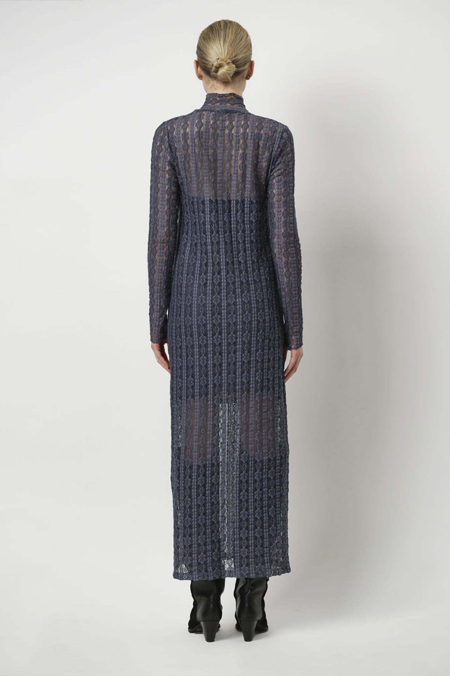 UNIQUE LACE MAXI DRESS ASH BLUE 2