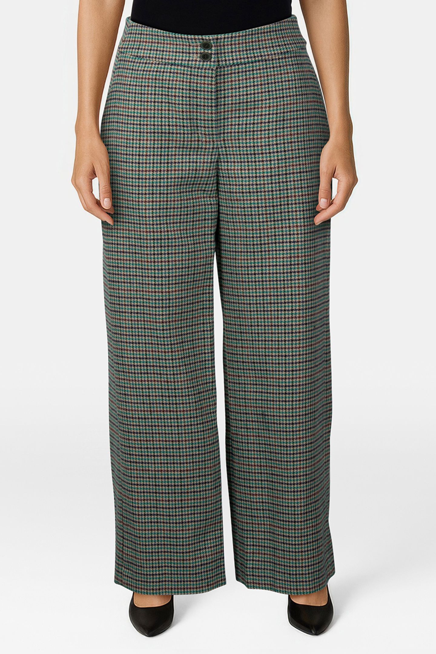 MULTI CHECKED WIDE LEG PANTS 1