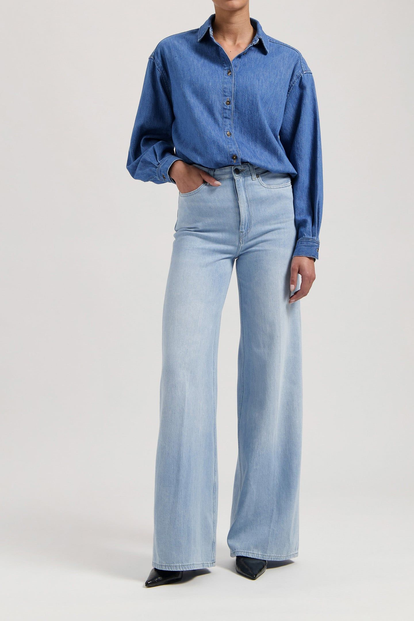 REESE DENIM SHIRT - MEDIUM STONE MEDIUM STONE 3