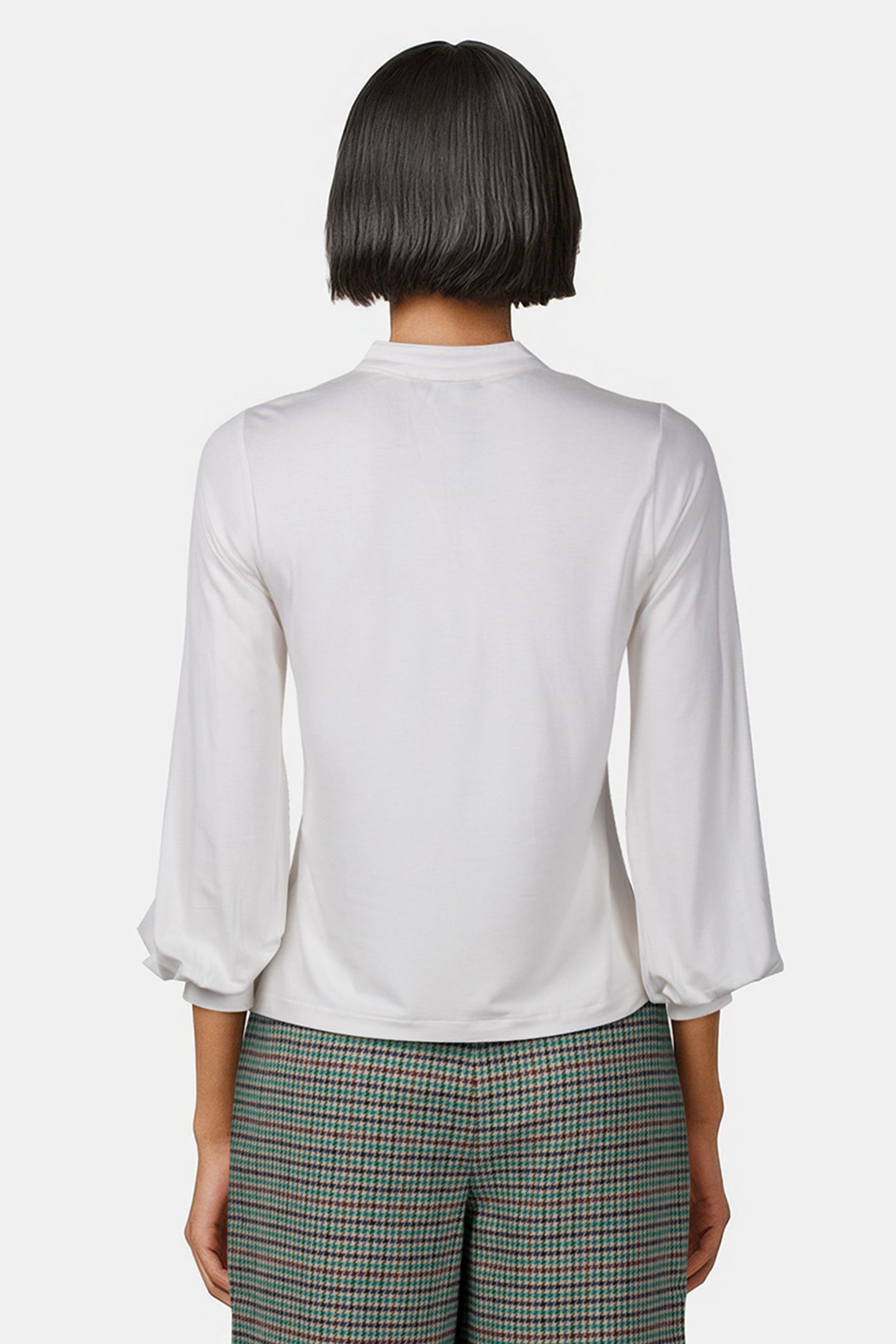 V-NECK T-SHIRT BALLOON SLEEVES IN OFF WHITE 2