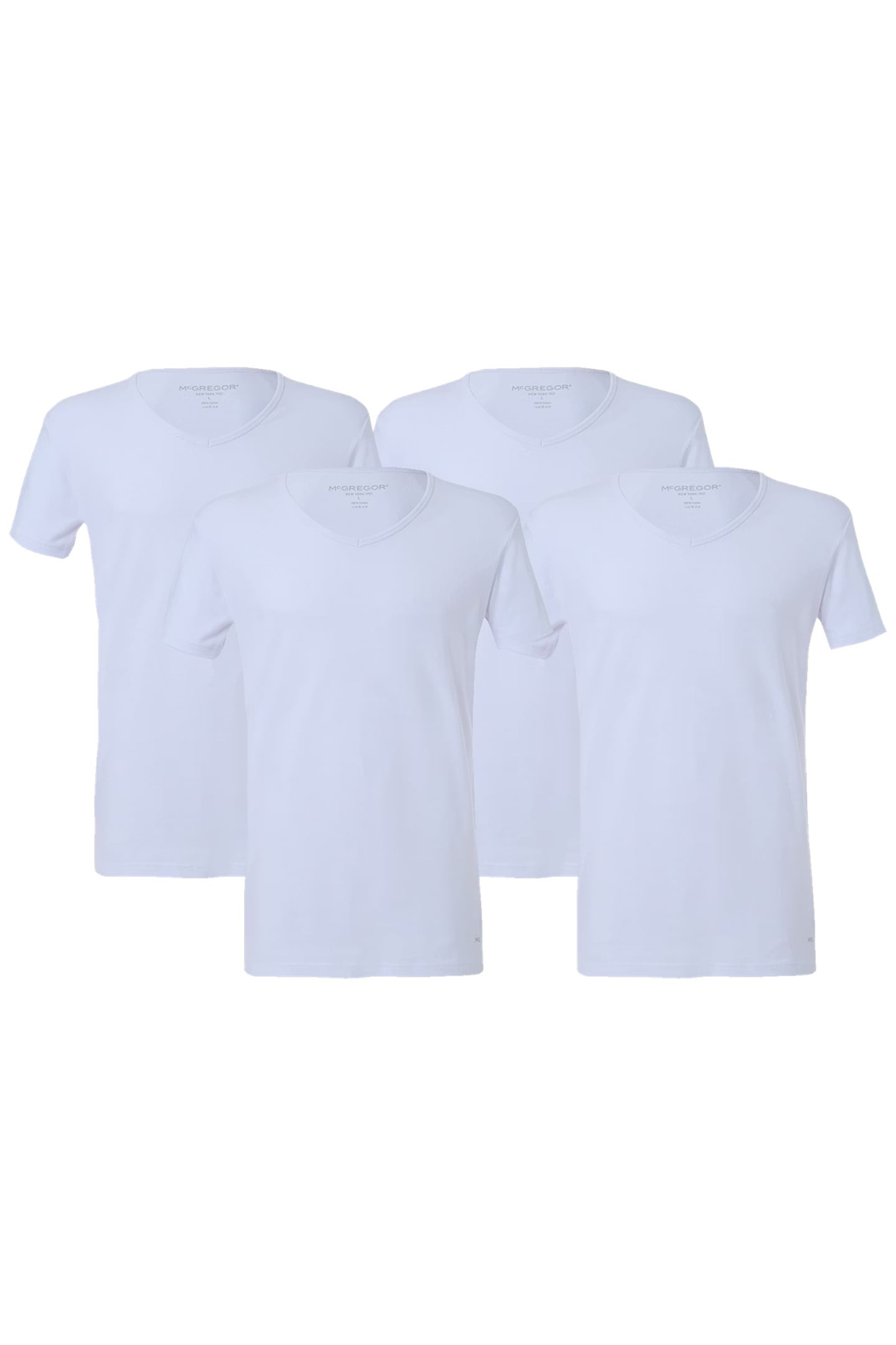 MCGREGOR - PREMIUM STRETCH T-SHIRT - V-NECK - 4-PACK WHITE 1