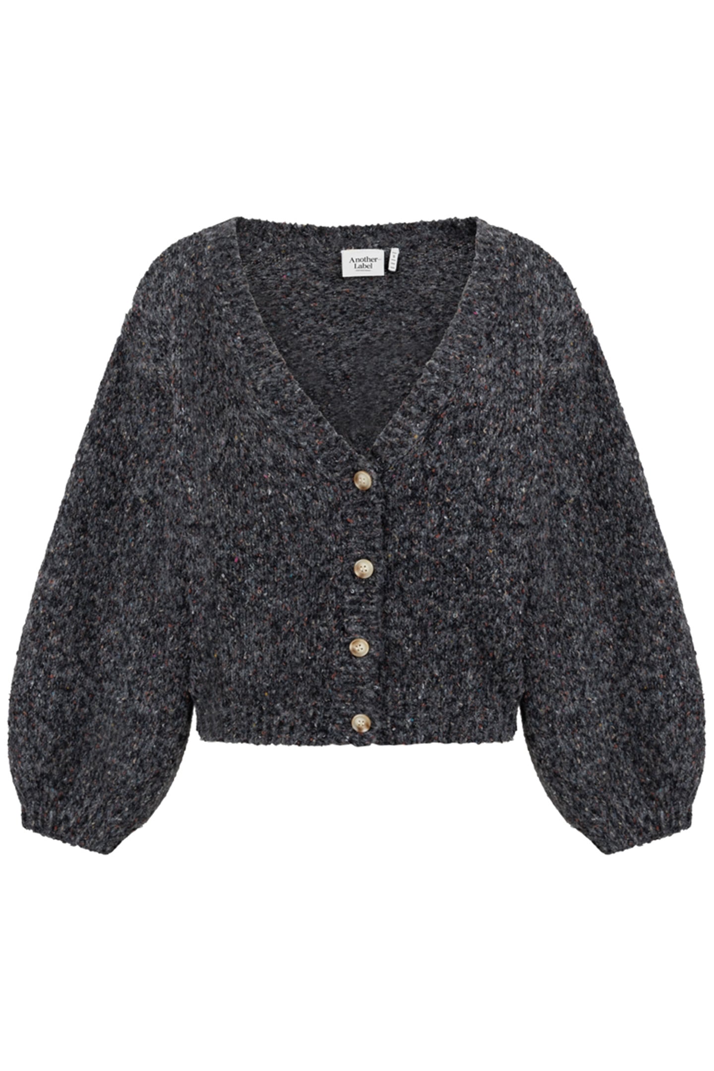 CHARLOTTE KNITTED CARDIGAN LONG SLEEVE BLACK MELEE 1