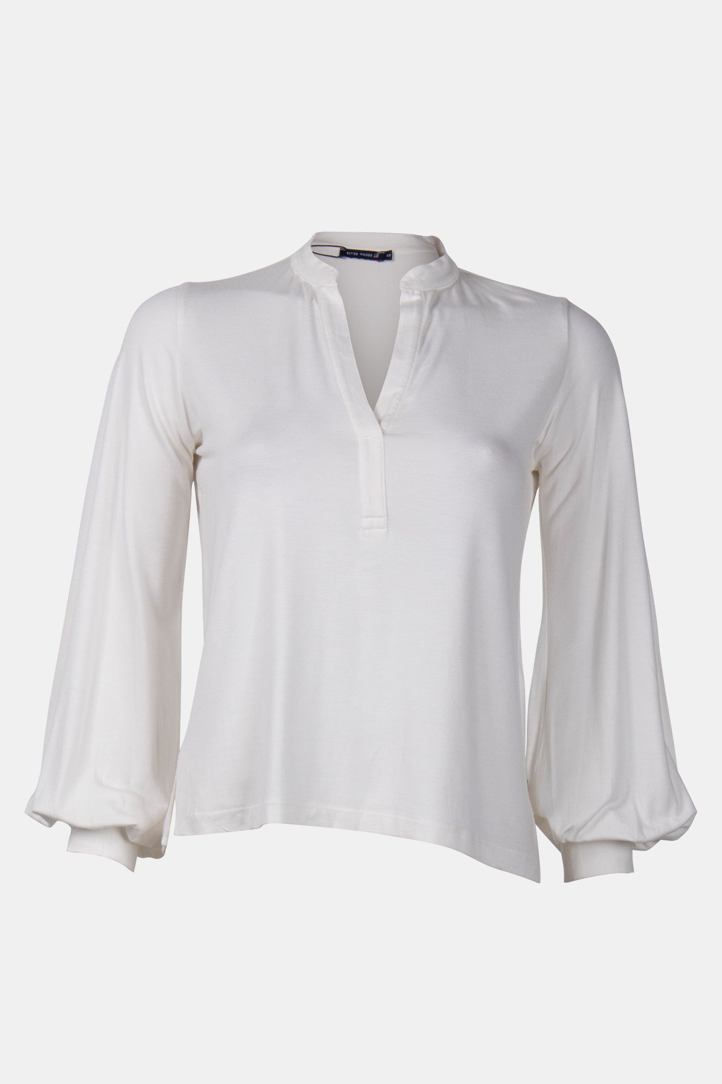 V-NECK T-SHIRT BALLOON SLEEVES IN OFF WHITE 3