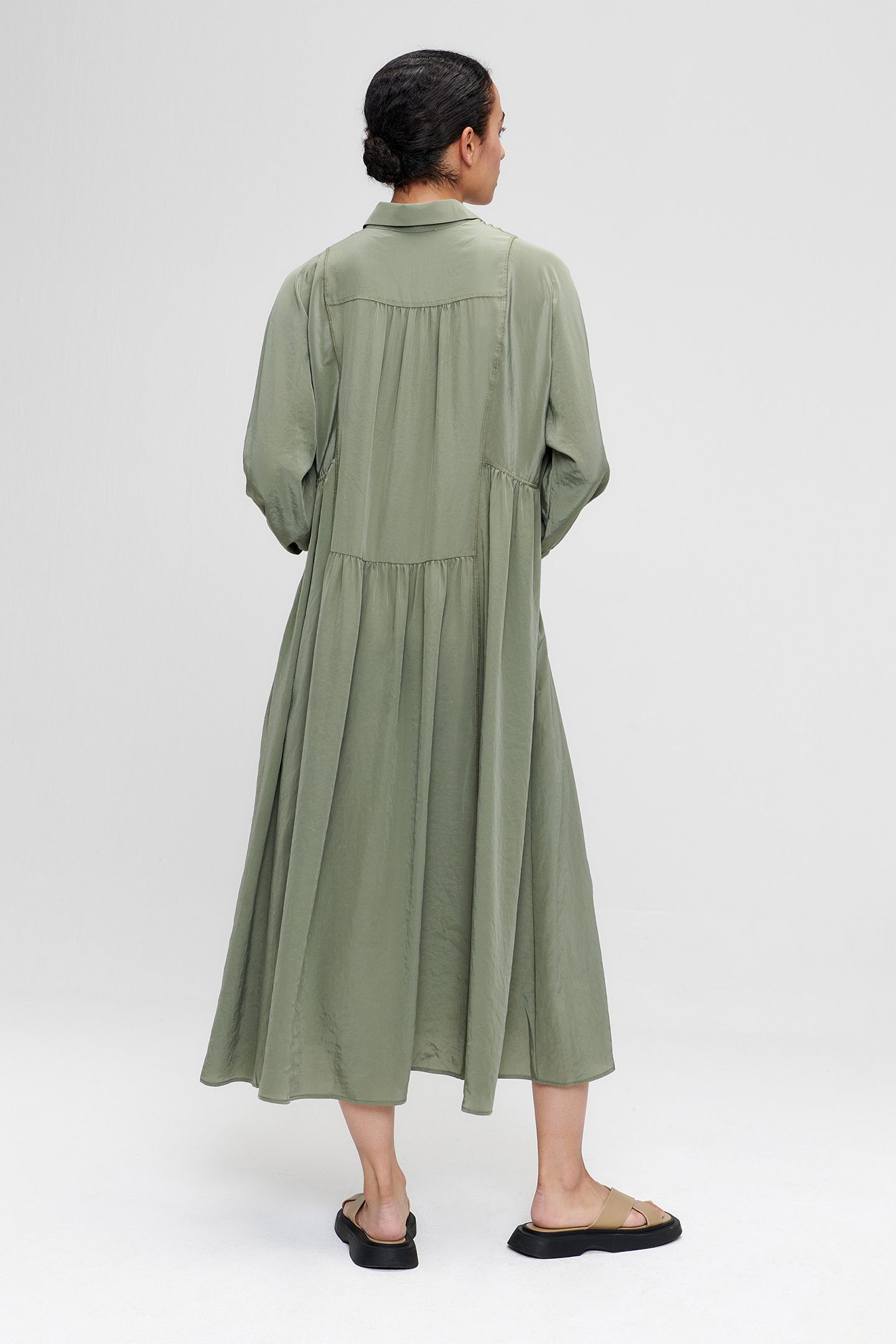 TIERED DRESS SMOKEY GREEN 2