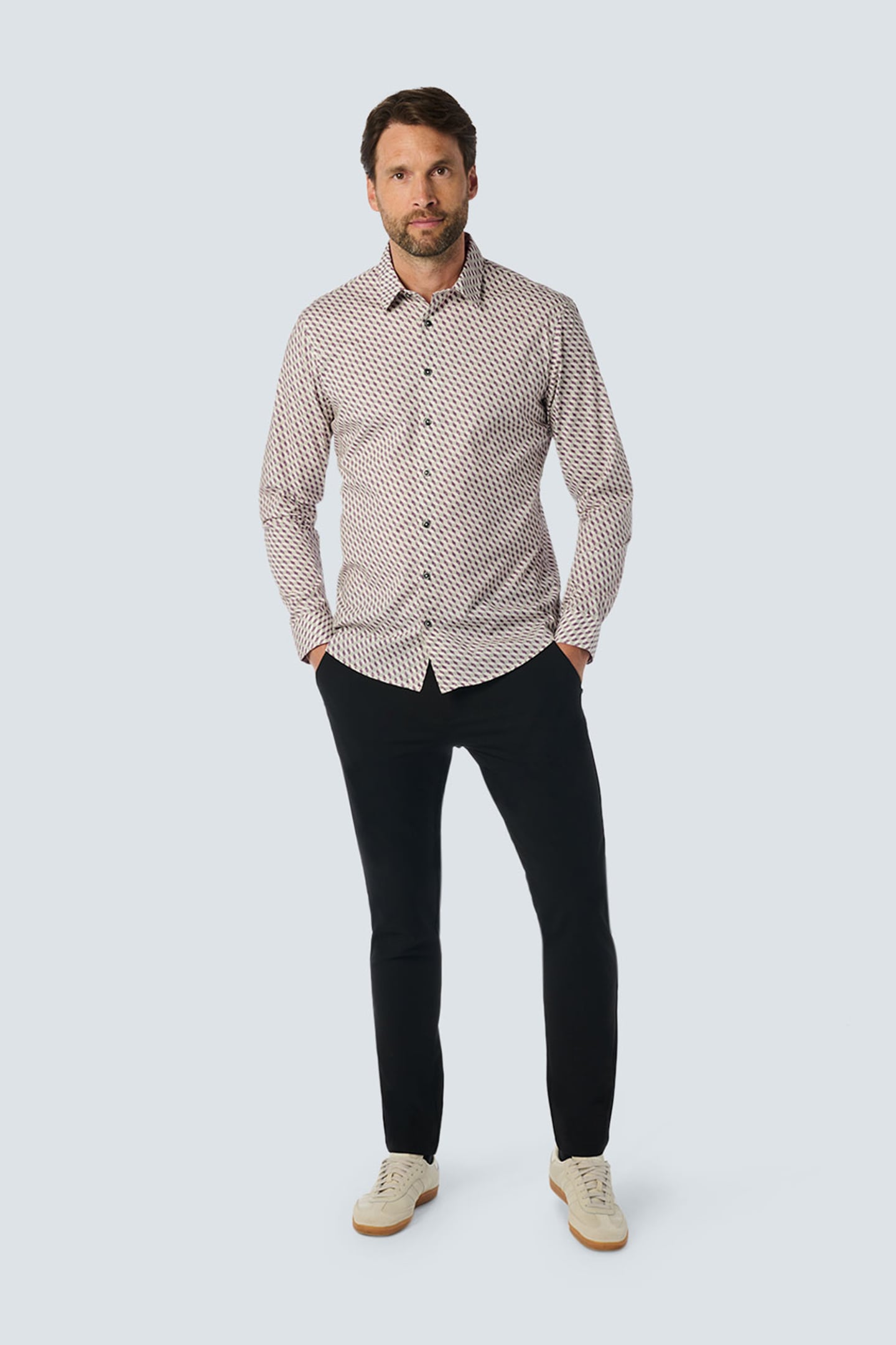 SHIRT STRETCH ALLOVER PRINTED AUBERGINE 3
