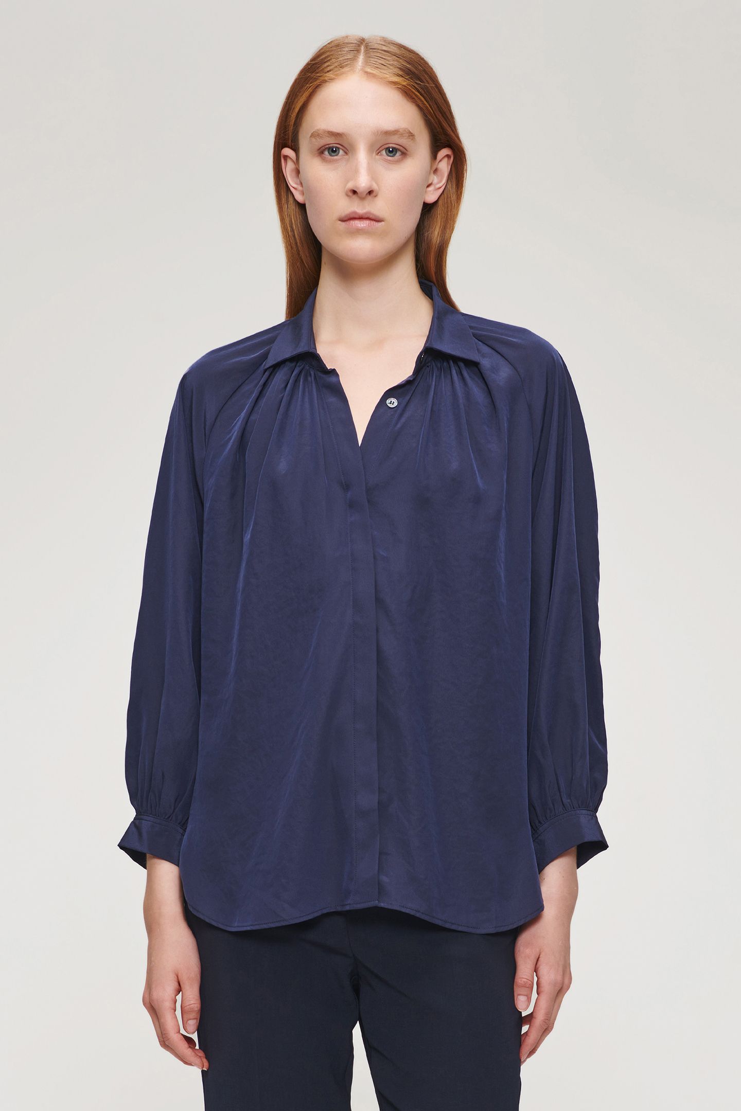 TECHNOSILK OVERSIZED BLOUSE INK BLUE 1