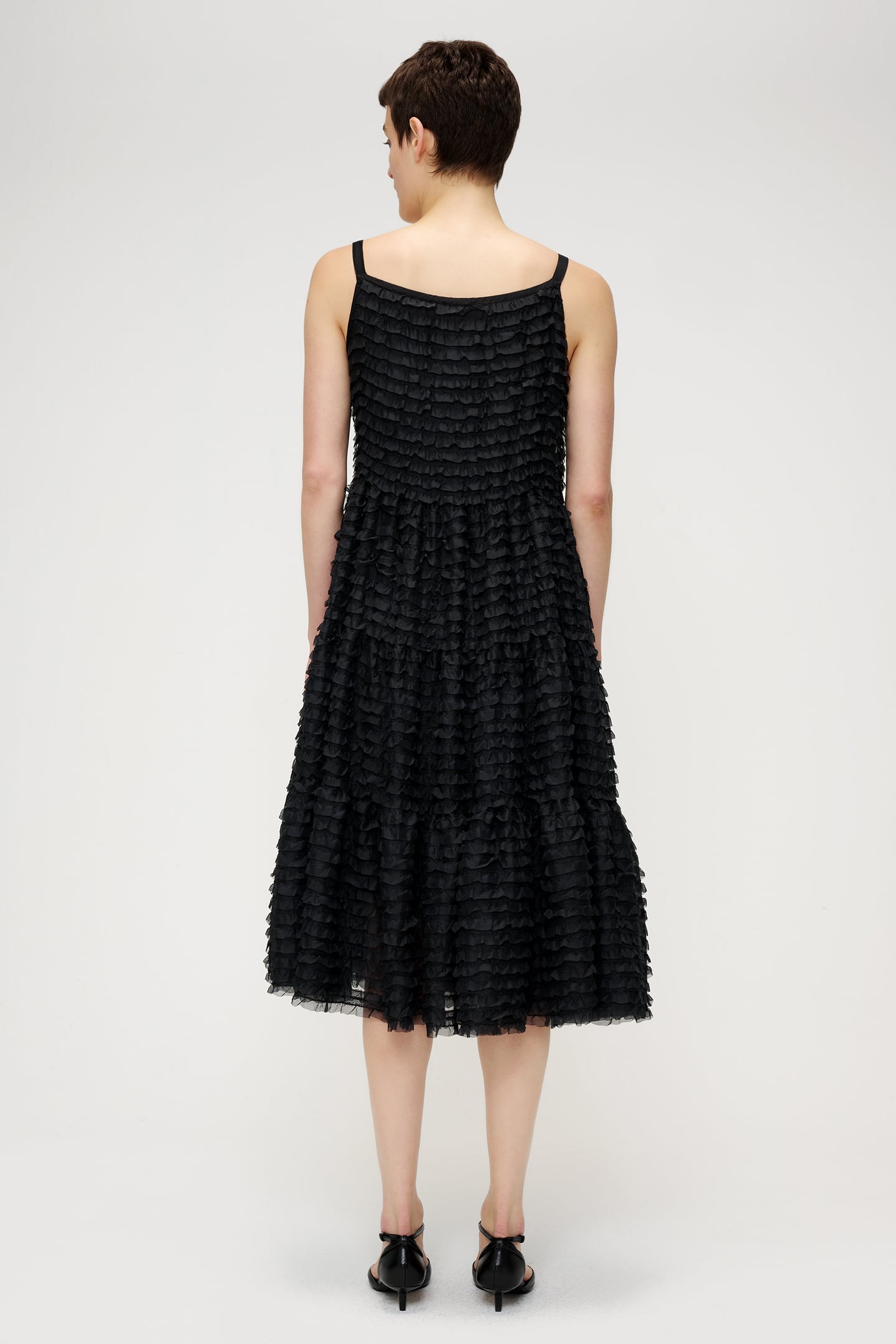 CHIFFON RUFFLE DRESS BLACK 2