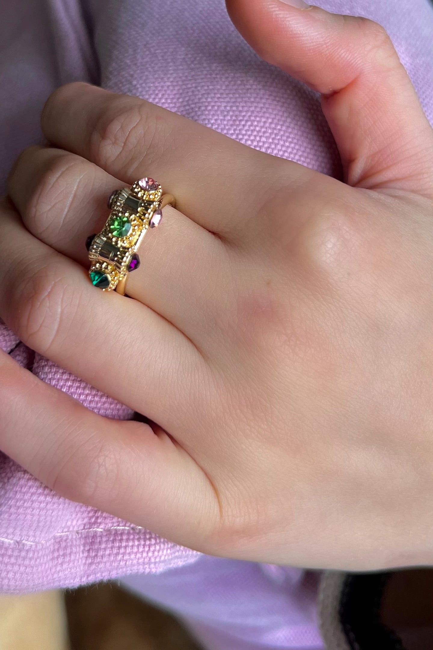 OTAZU VINTAGE BARREL RING MULTICOLOR - GOLD 2